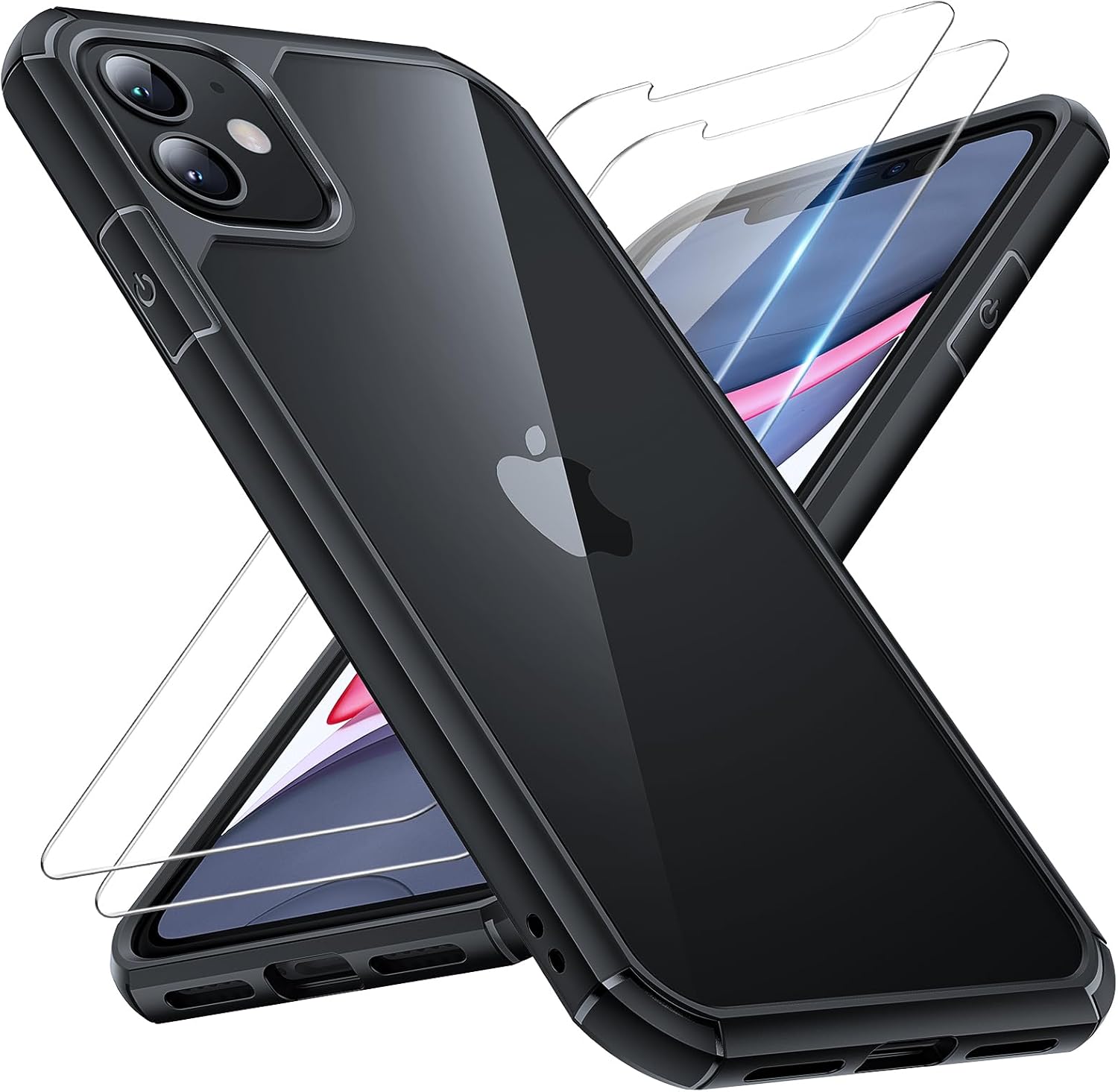 TAURI 3 in 1 for iPhone 11 Phone Case, and 2X HD Screen Protector, [Not-Yellowin...