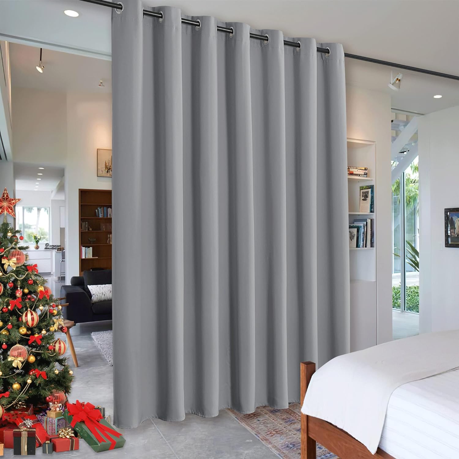 RYB HOME Grey Room Divider Curtains, Total Privacy Blackout Curtains Screen Part...