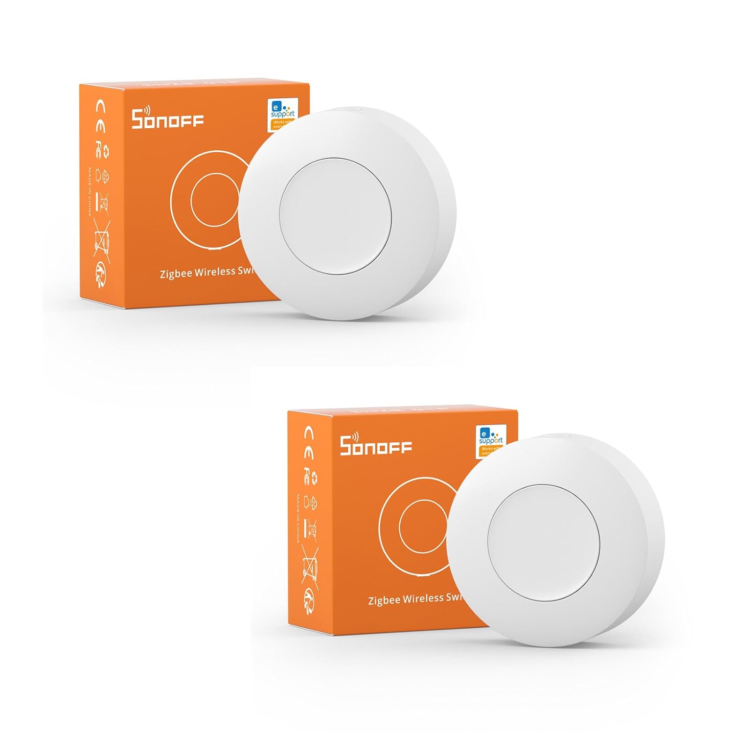 2 Pack SONOFF SNZB-01P Zigbee Wireless Switch, 2 Way Control Supports to Create...