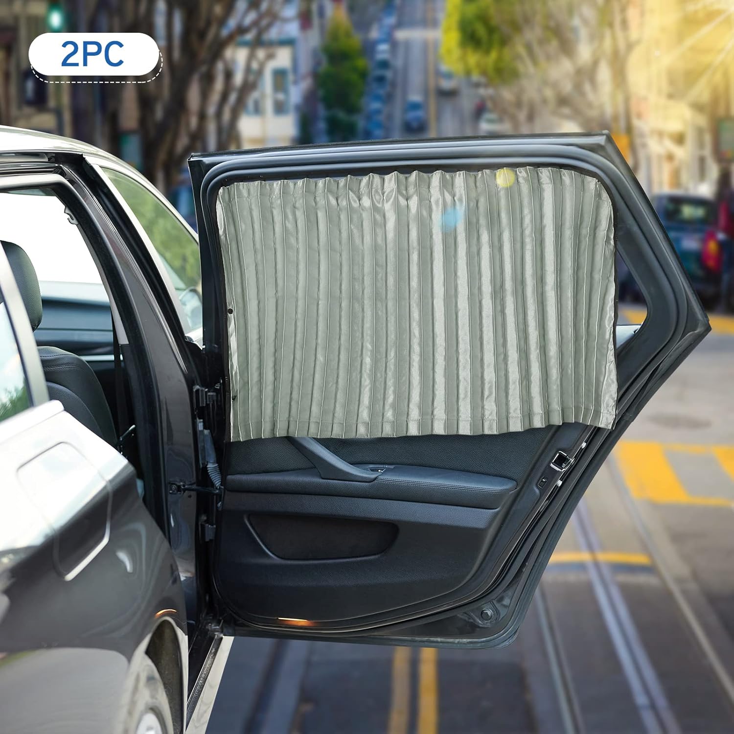 ZATOOTO Car Side Window Sun Shade - 2 Pcs Grey Magnetic Privacy Sunshades - Curt...