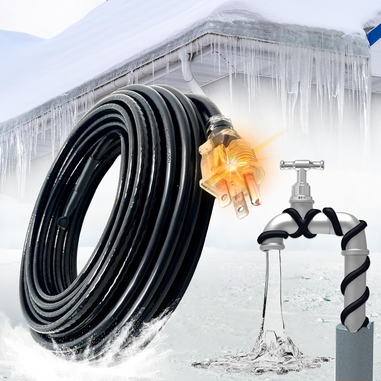 MAXKOSKO Self-regulating Pipe Heat Cable for Pipe Freeze Protection, Roof Gutter...