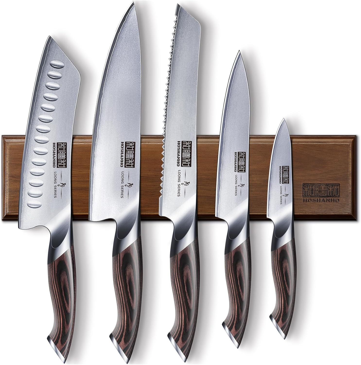 Knife Set with Magnetic Knife Holder, 6 Pieces Japanese AUS-10 High Carbon Stain...