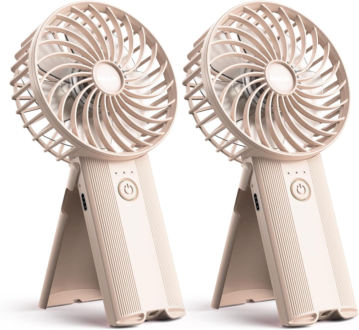 2pcs Mini Portable Folding Handheld Fans USB Rechargeable Personal Fan Neck Desk...