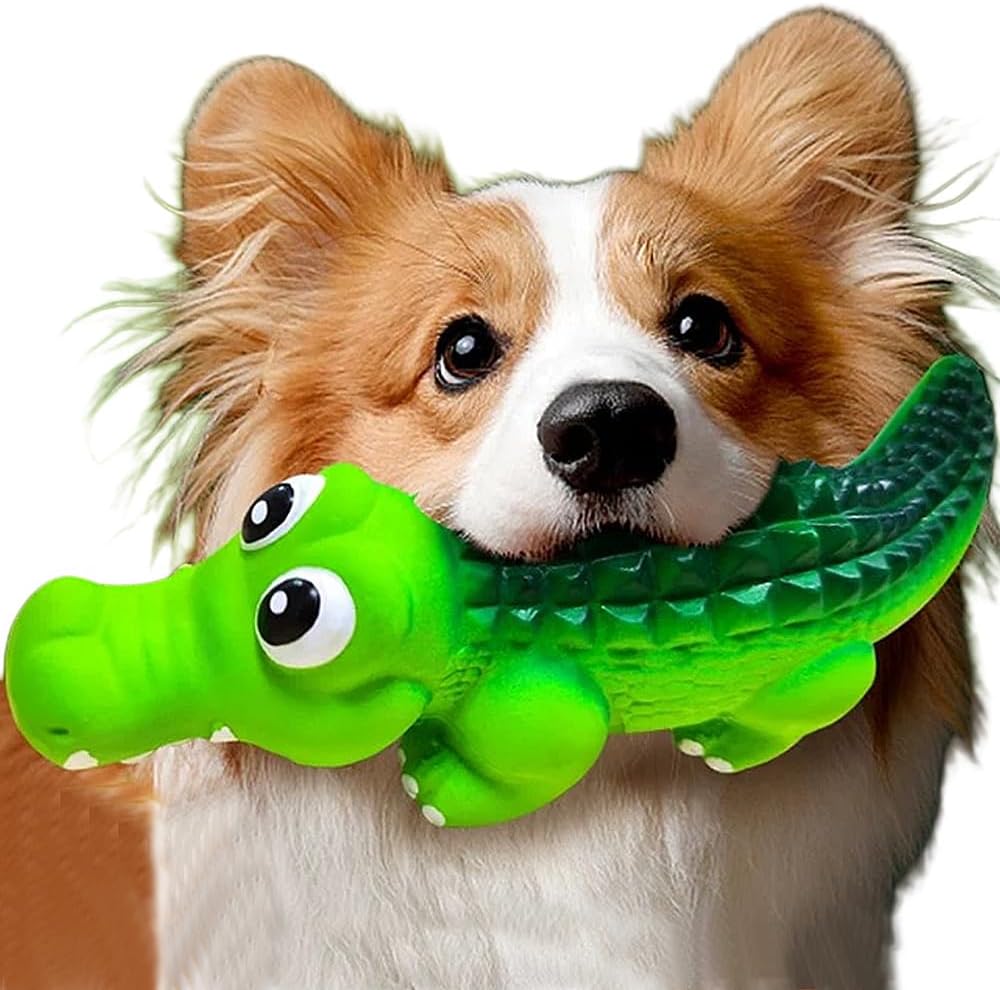 Speedy Panther Squeaky Dog Toys, Rubber Crocodile Indestructible Dog Toys for Sm...