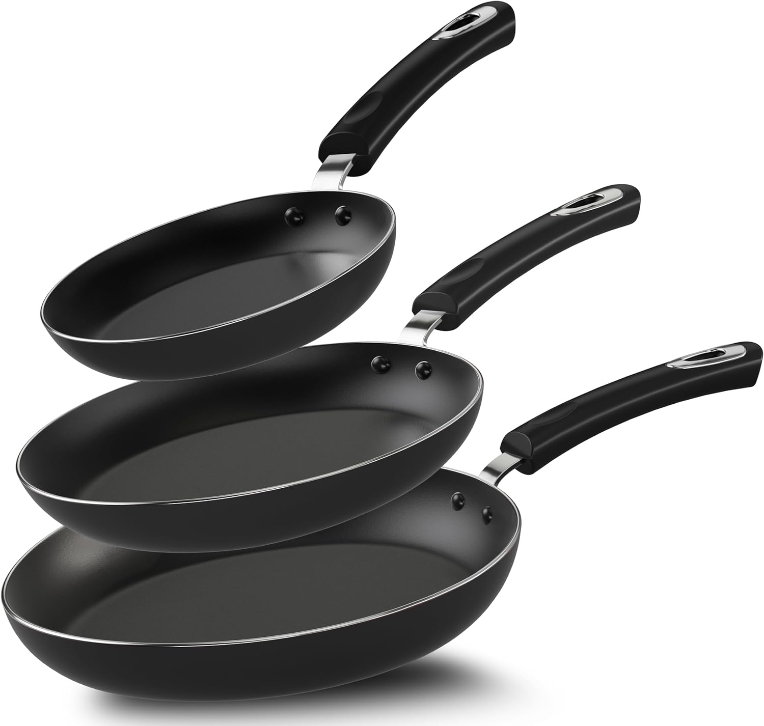 KICHLY Induction Hob Pan Sets Non Stick, 3 Pcs Fryingpans, Professional Chefs Ki...