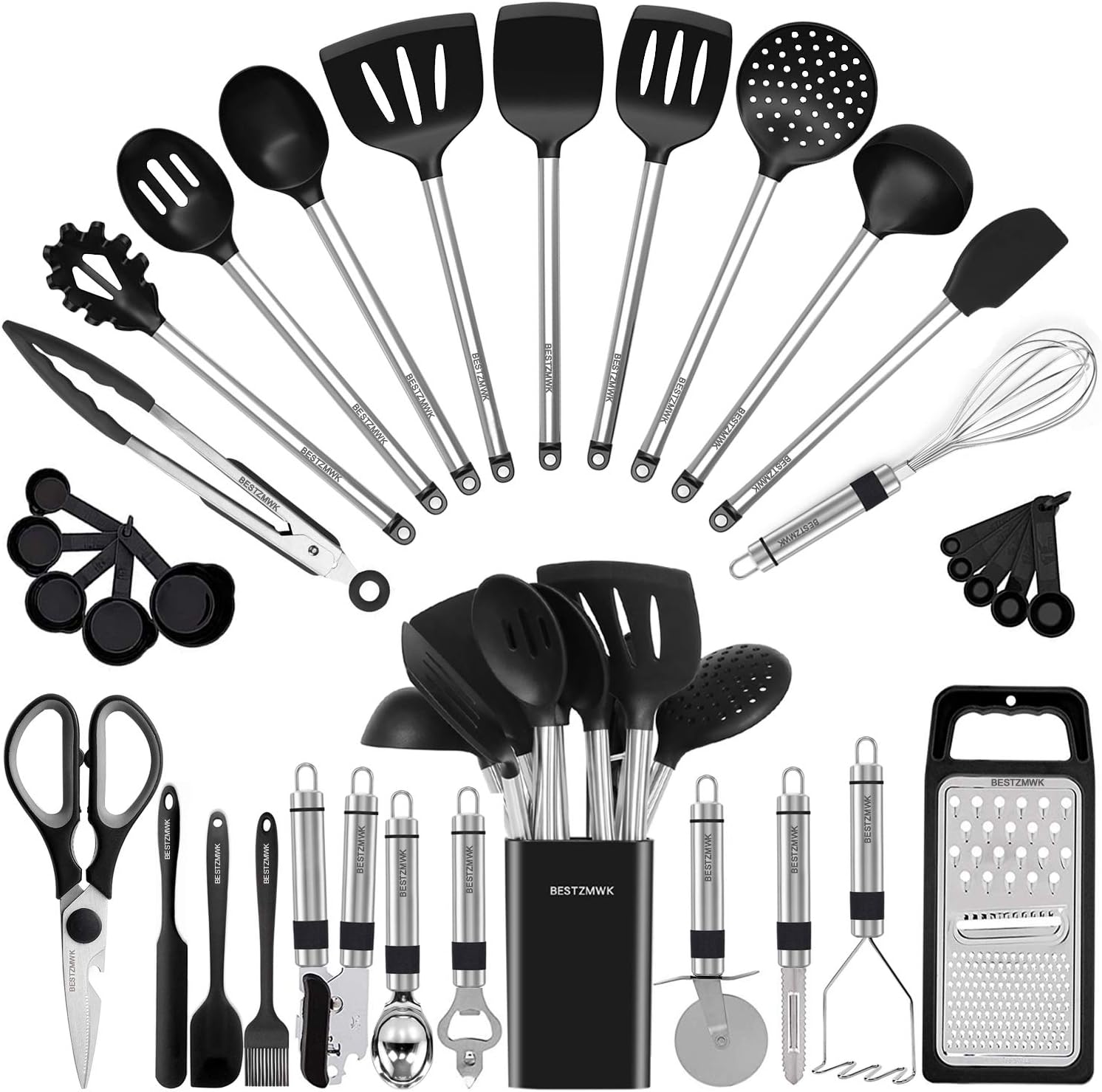 Kitchen Utensil Set-Silicone Cooking Utensils-33 Kitchen Gadgets & Spoons for No...