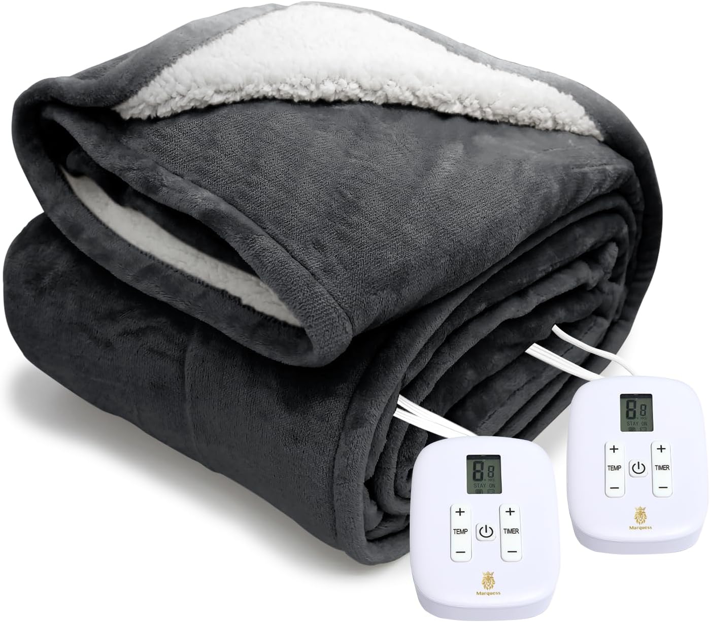 Electric Blanket MicroPlush Sherpa and Reversible Flannel Washable Comfortable (...
