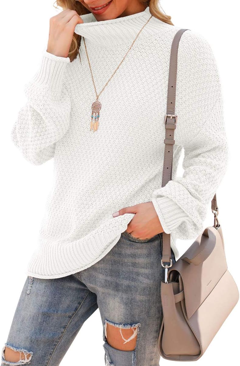 Jouica Women's Turtleneck Oversized Sweaters Batwing Long Sleeve Pullover Loose...