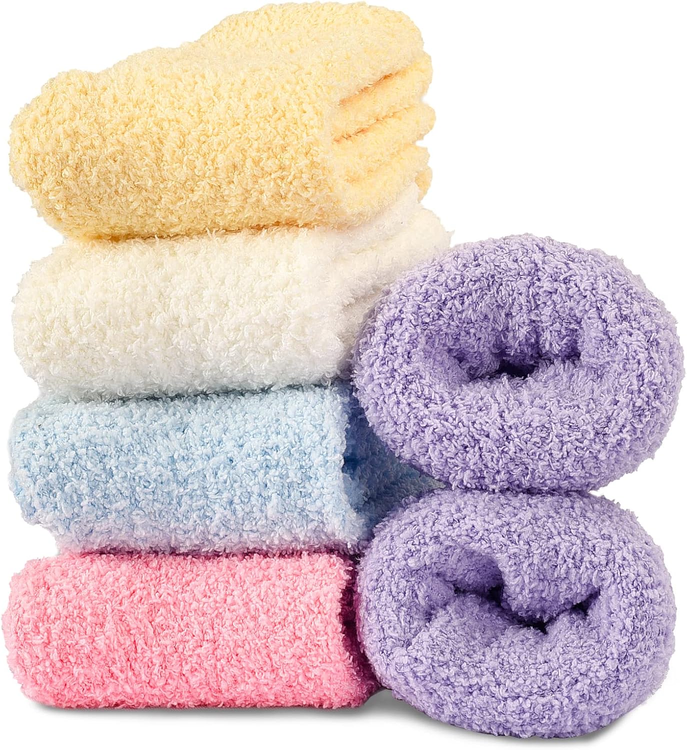 Hocerlu Fluffy Socks for Women and Girls, 5 Pairs Warm Soft Cosy Bed Socks Ladie...