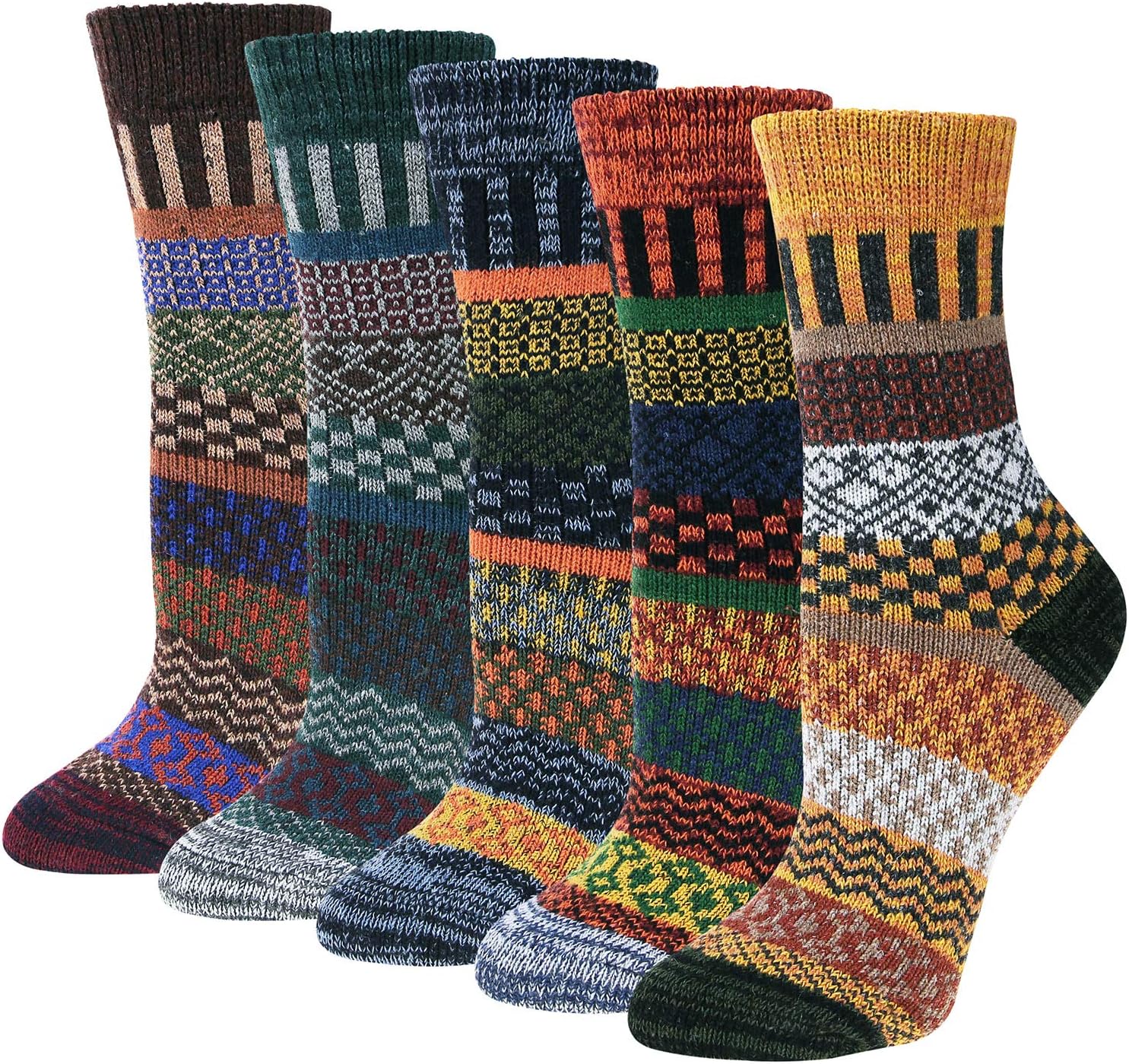 Justay Comf 5pairs Women Socks Merino Wool Winter Thermal Soft Classic Chunky So...