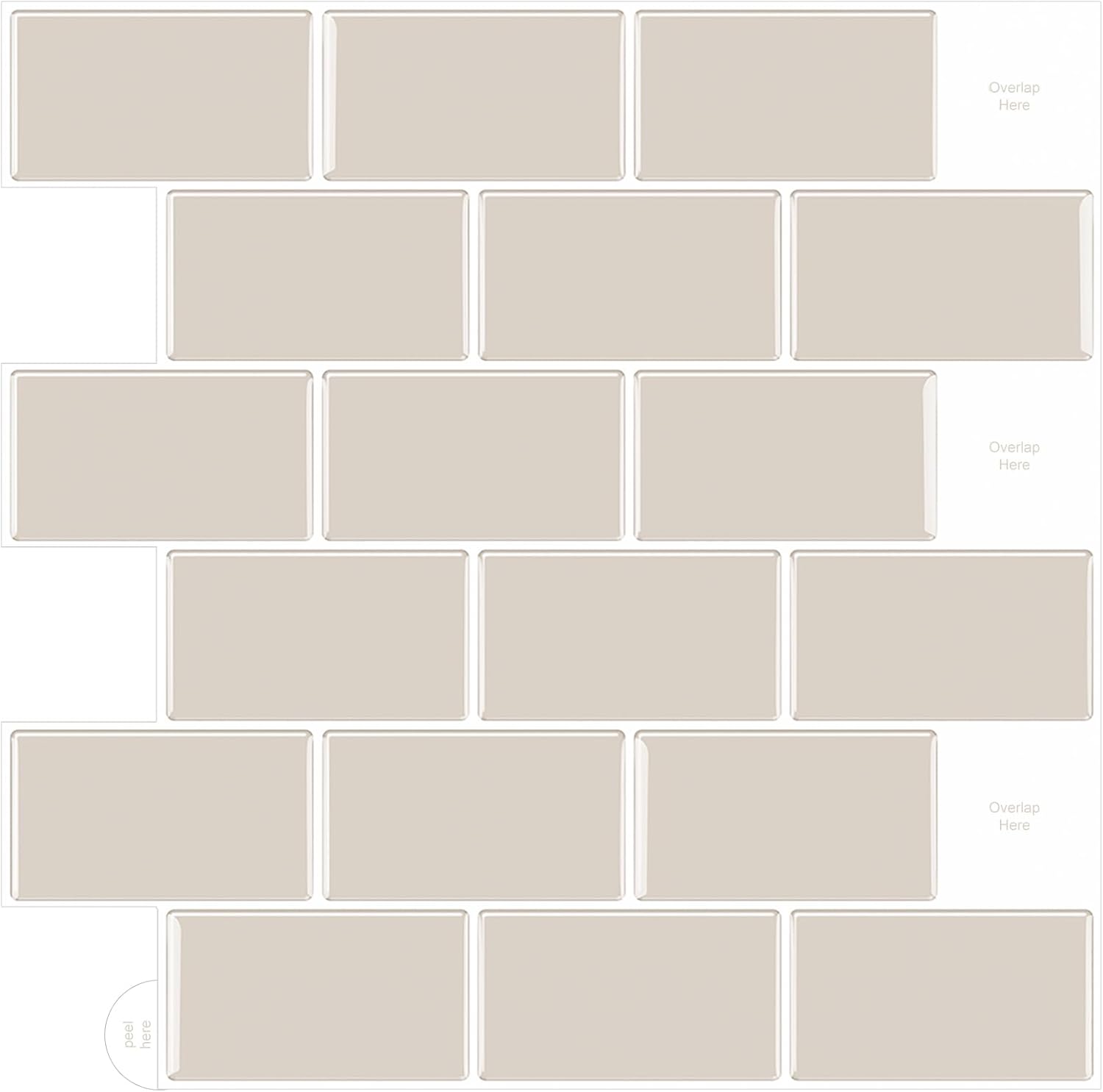 WoStick 10-Sheets 3D Self Adhesive Wall Tiles, Peel and Stick Wall Tiles, Splash...