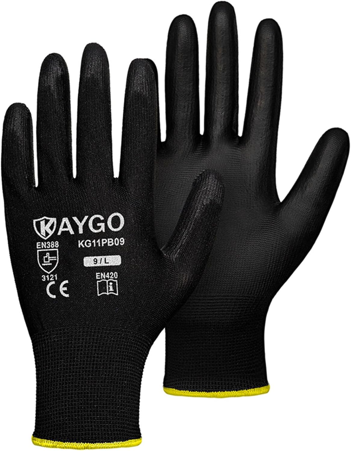 KAYGO Safety Work Gloves PU Coated, 60 Pairs KG11PB Seamless Knit Glove for Men...