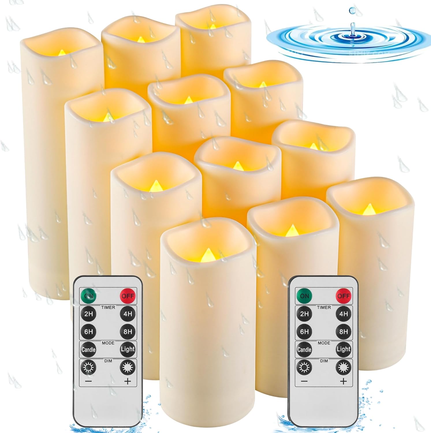 Da by Waterproof Outdoor Candles, flameless LED Battery Candles, 12PCS high-Temp...