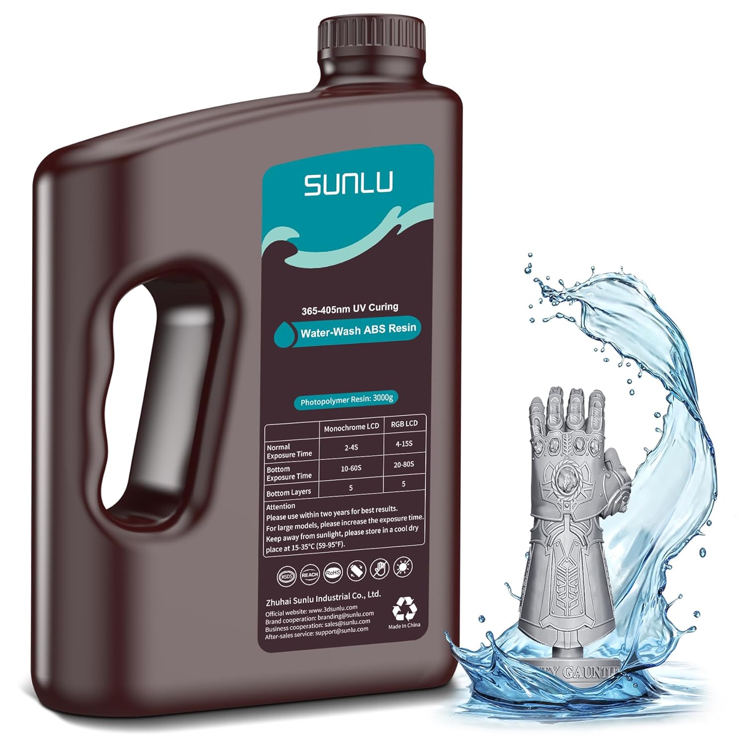 SUNLU 3000g Water-Wash ABS Resin, Combines Features of ABSLIKE Resin & Water Was...