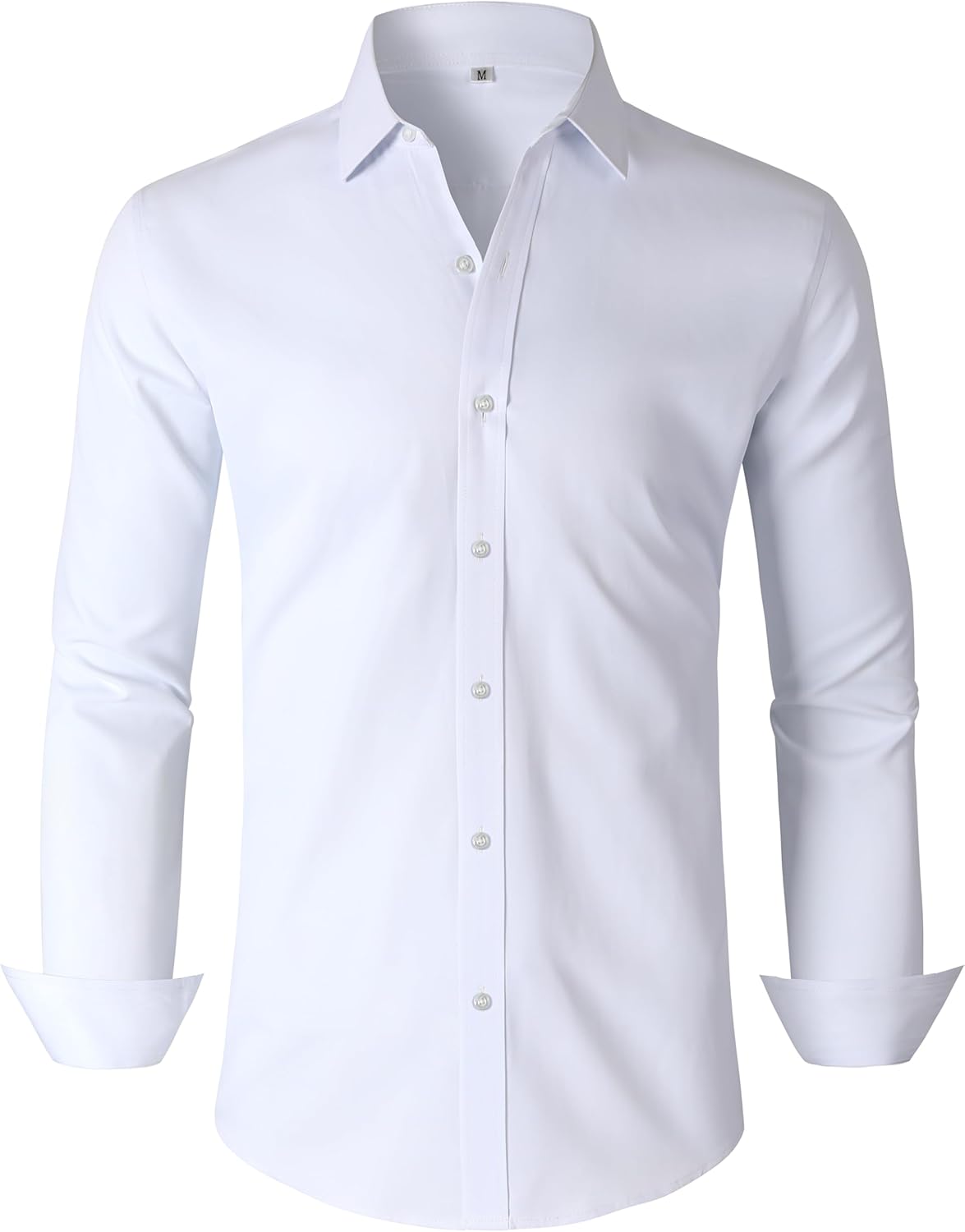 Men's Dress Shirts Regular Fit Solid Long Sleeve Wrinkle-Free Formal Shirt Busin...