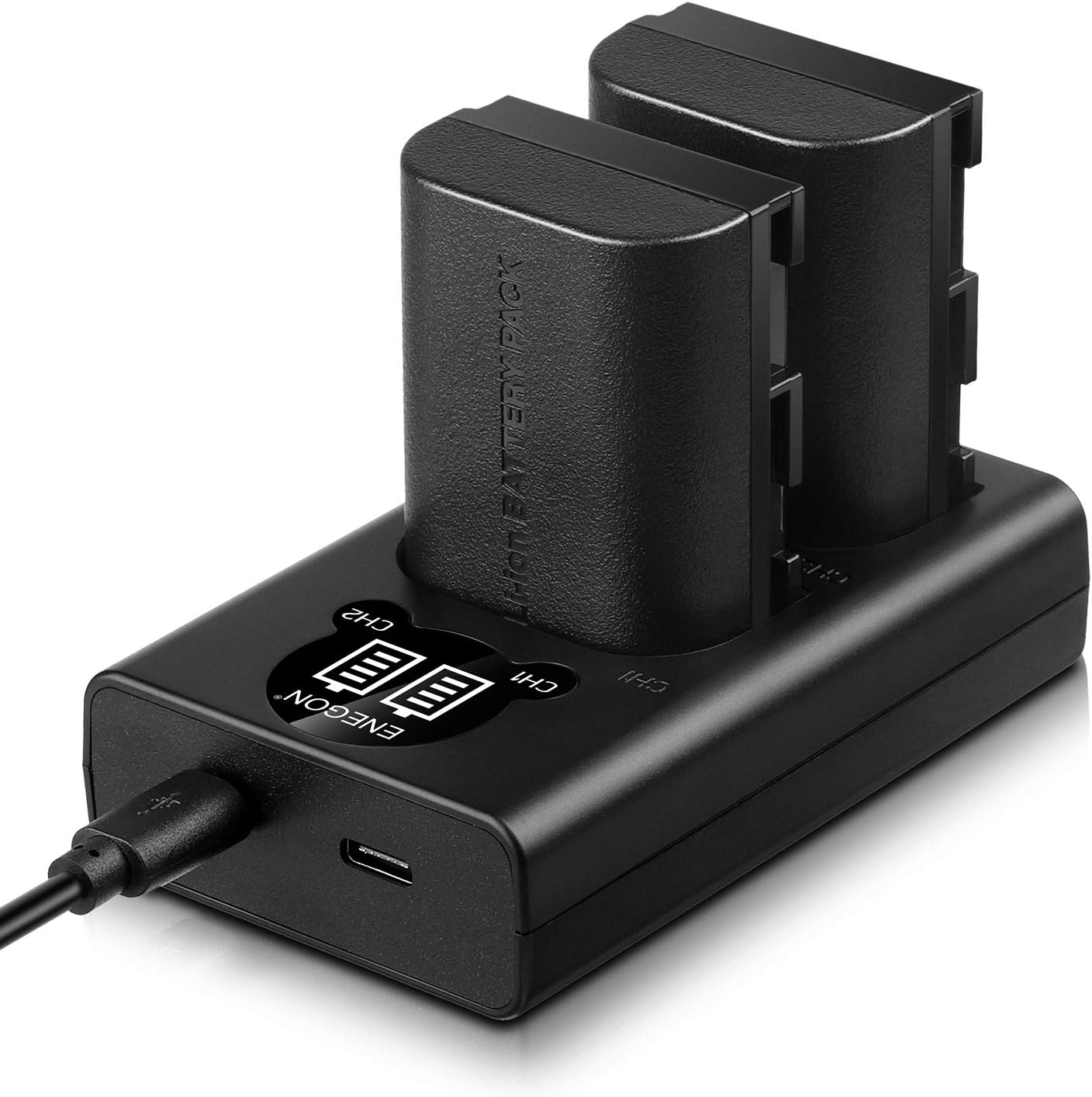 ENEGON LP-E6 Replacement Battery (2-Pack) and Smart LED Dual USB Charger for Can...