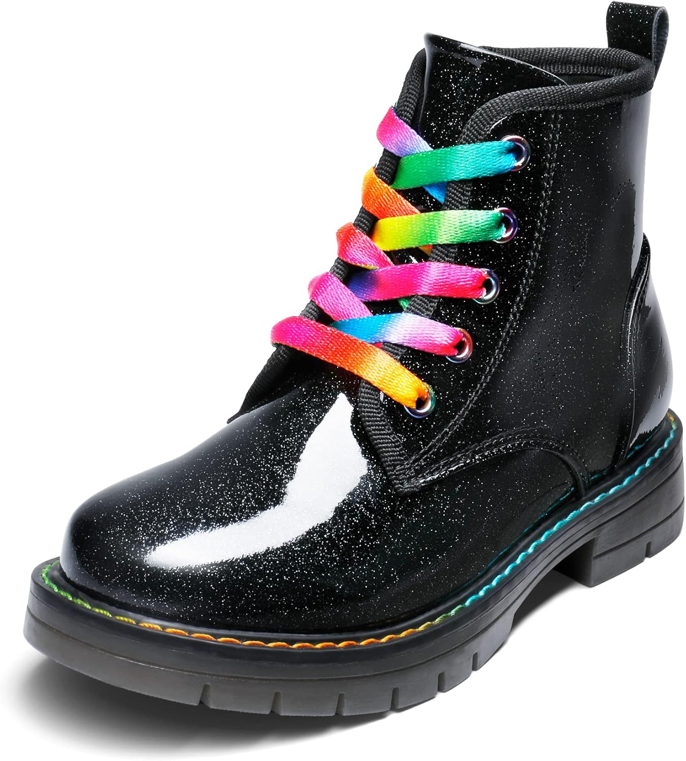 DREAM PAIRS Girls Mid Calf Riding Combat Ankle Boots 13 UK Child Black Pu