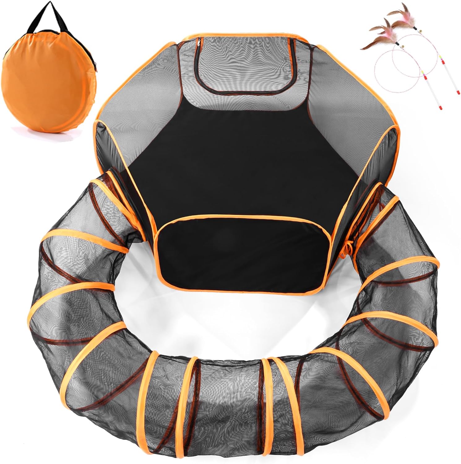 Odoland Large Pet Tunnel Cat, Foldable Small Animal Playpen Outdoor Cat Enclosur...
