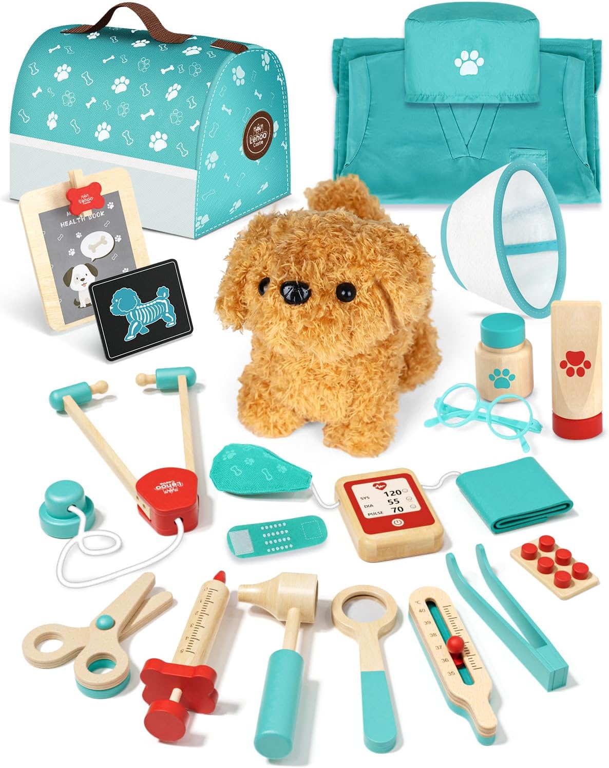 Lehoo Castle Wooden Doctors Set for Kids, Vet Set for Kids, Toys for 3 Year Old...