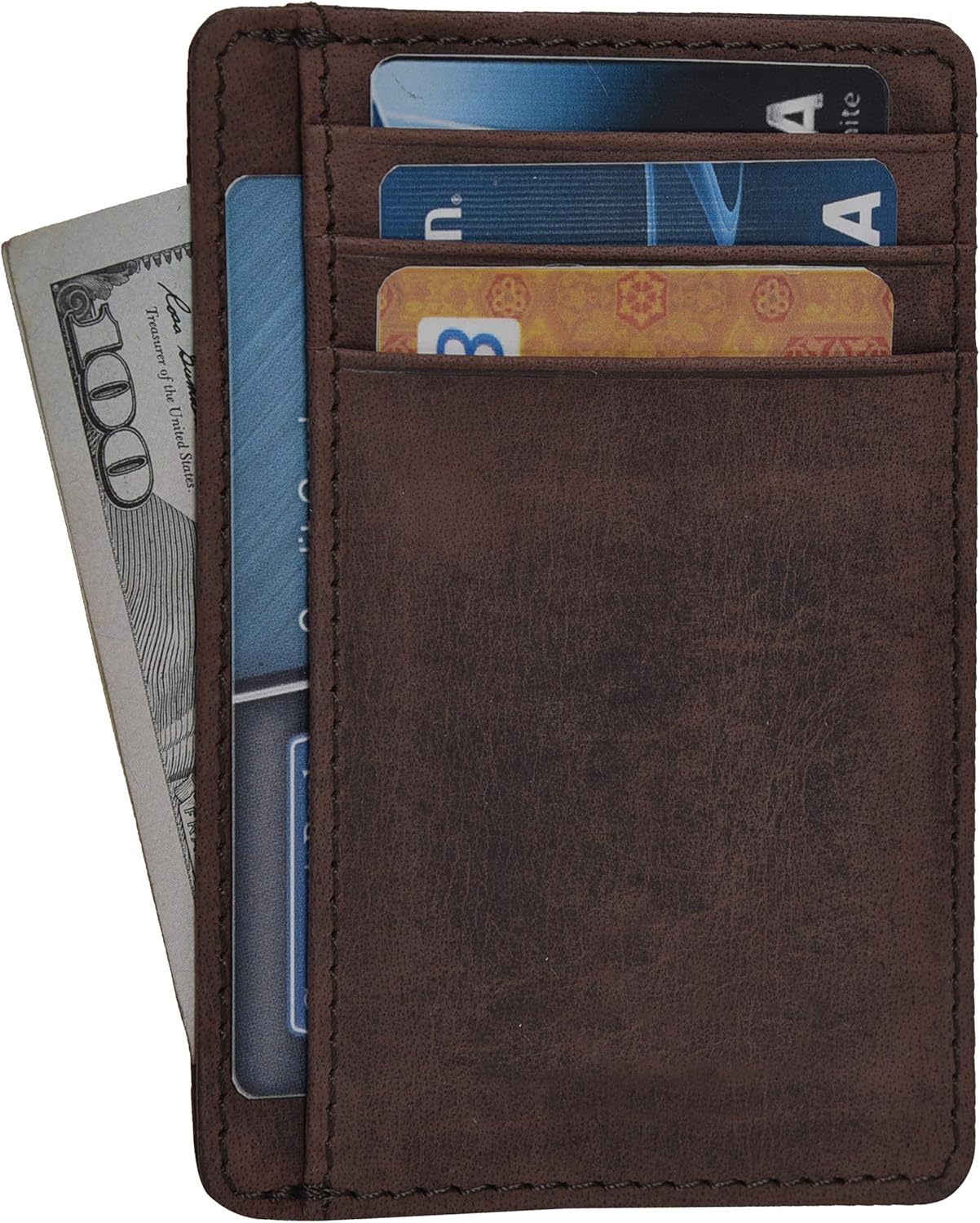 Leather Minimalist Wallet for Men & Women RFID Front Pocket Leather Card Holder...