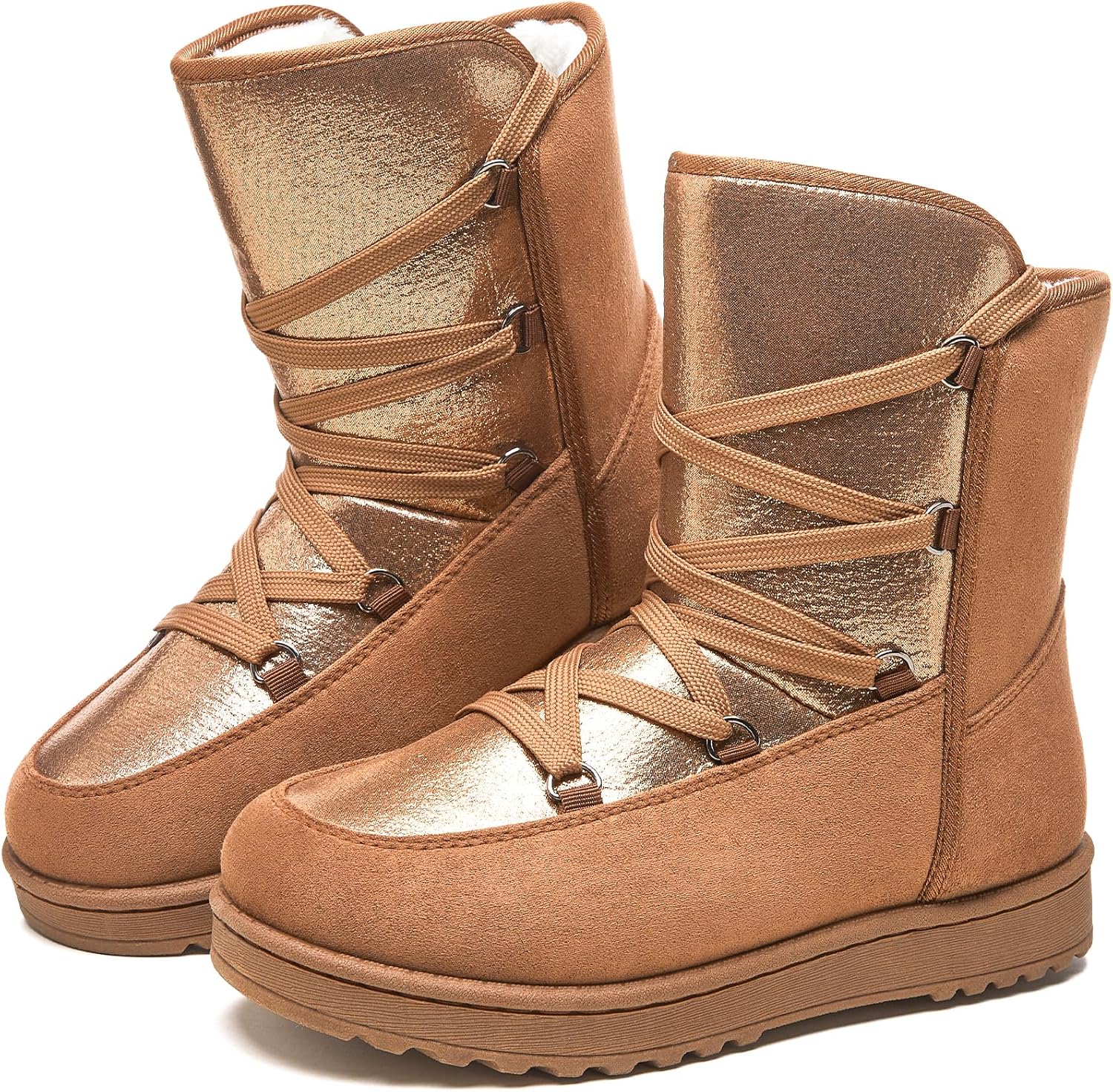 Witwatia Winter Snow Boots for Women Mid Calf Warm Fur Lined Boots Ladies Slip o...