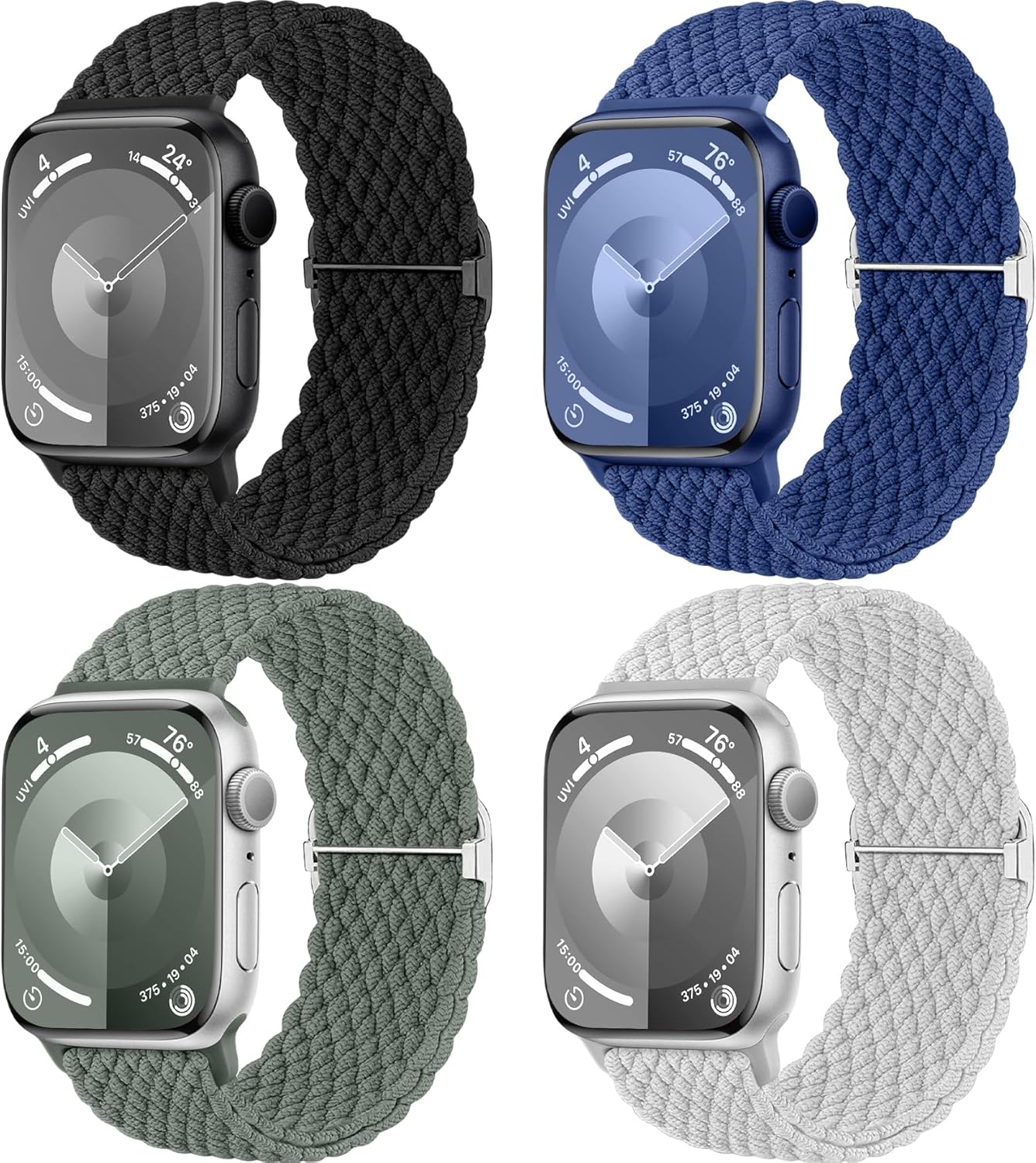 Mastten 4 Pack Solo Loop Braided Straps Compatible with Apple Watch Straps 42mm...