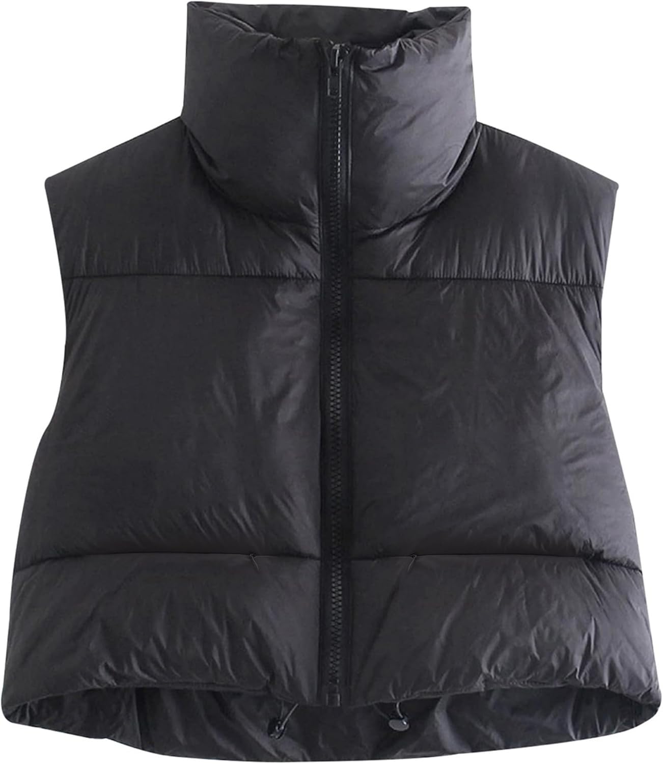 Hixiaohe Women's Winter Crop Vest Puffer Lightweight Stand Collar Padded Vest Zi...