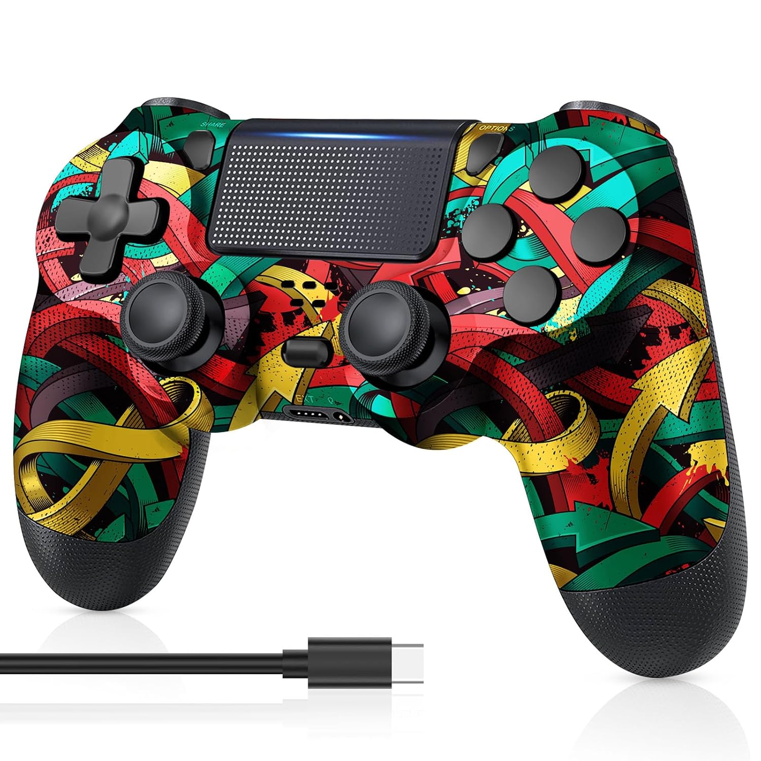 MOOGOLE Wireless Controller for PS4, with USB C Cable/1000mAh Battery/Dual Motor...