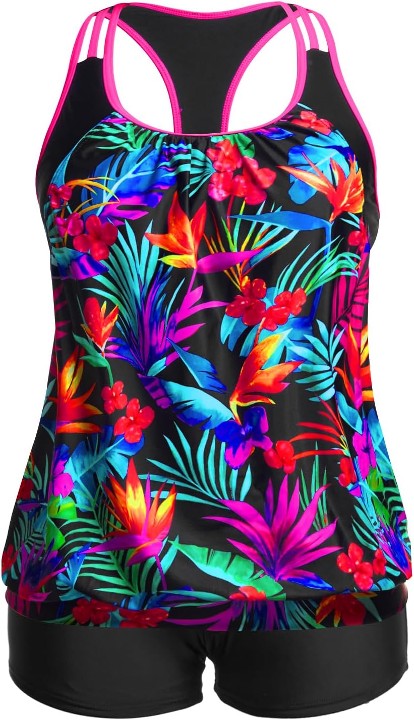 Holipick Plus Size Tankini Swimsuit for Women Two Piece Tummy Control Bathing Su...