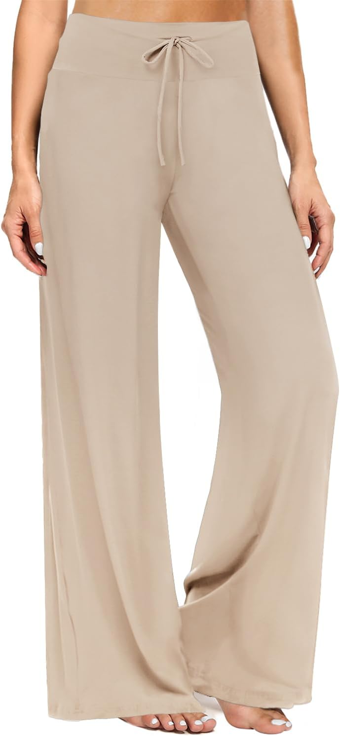 ZOOSIXX Soft Black Pajama Pants for Women, Wide Leg Comfy Casual Lounge Yoga Cap...
