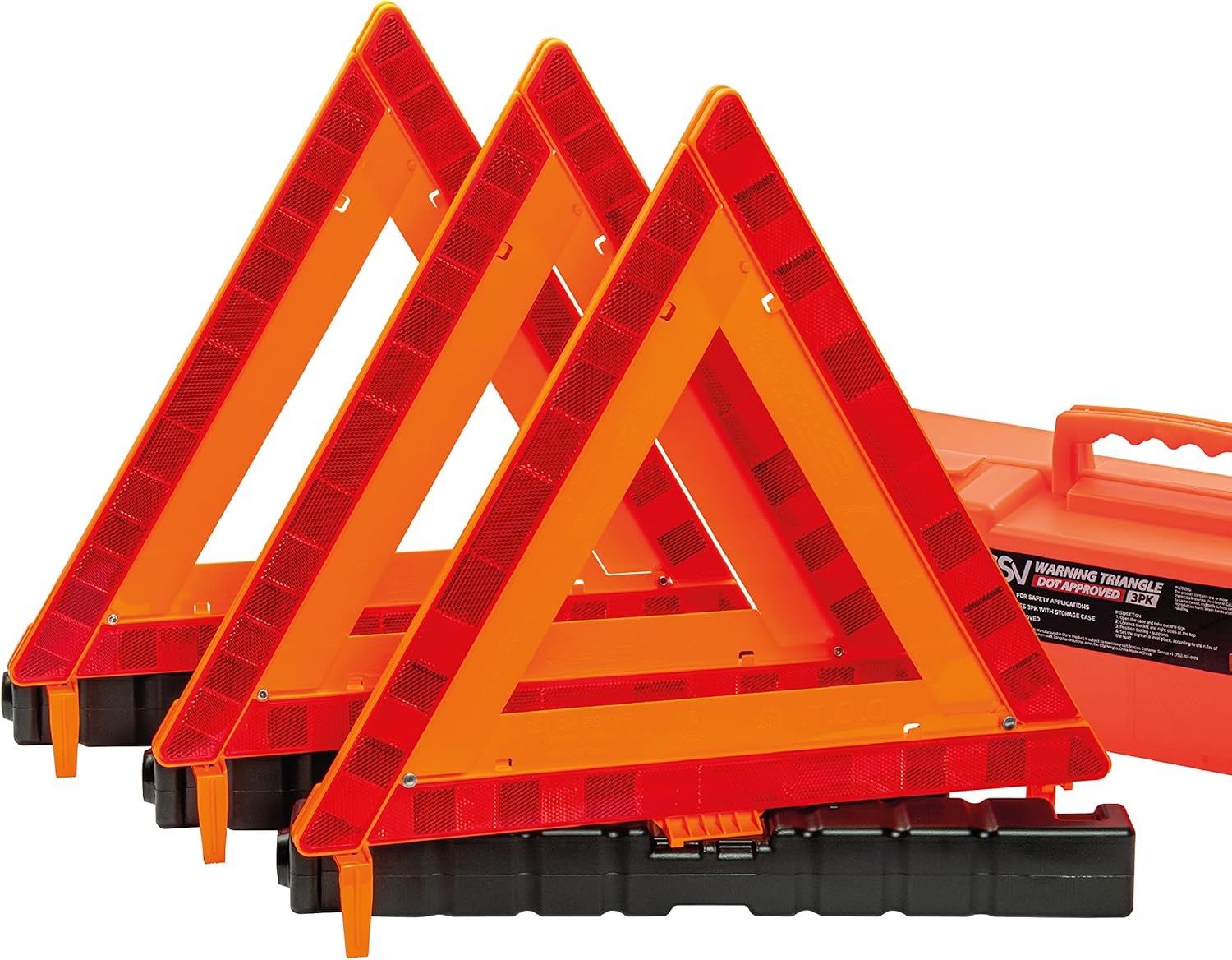 DSV Standard Warning Triangles, Safety Triangles DOT Approved, Plastic, 3 Pack,...