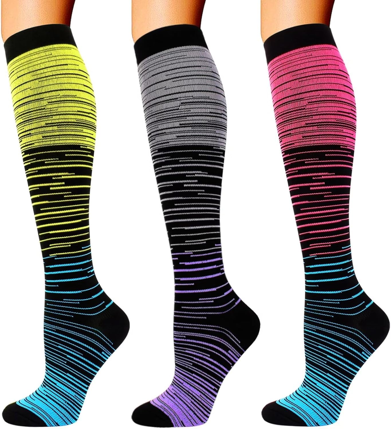 Double Couple 3 Pairs Compression Socks for Women...
