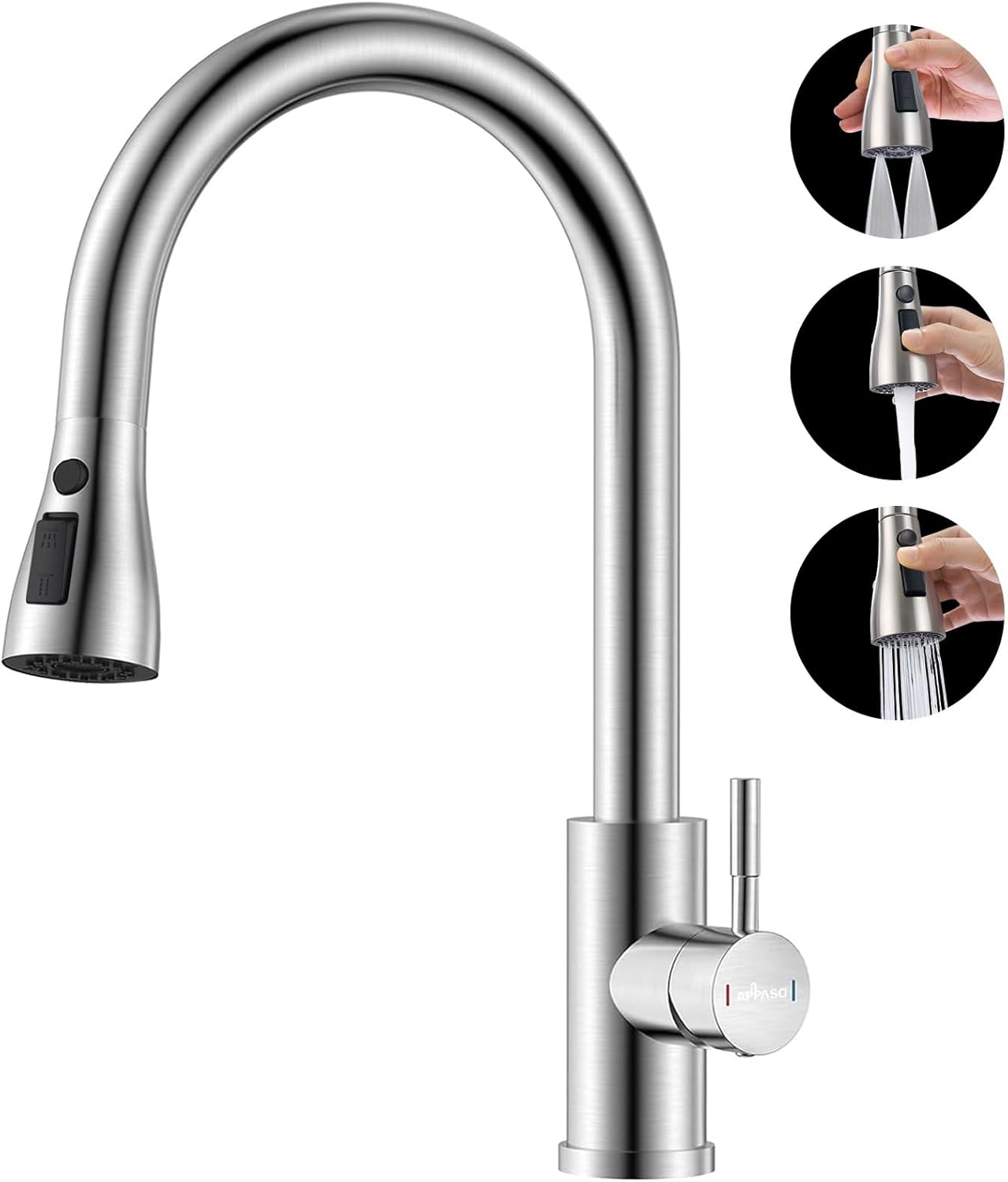 APPASO Kitchen Taps with Pull Out Spray, Kitchen Sink Mixer Tap 360° Swivel, Kit...