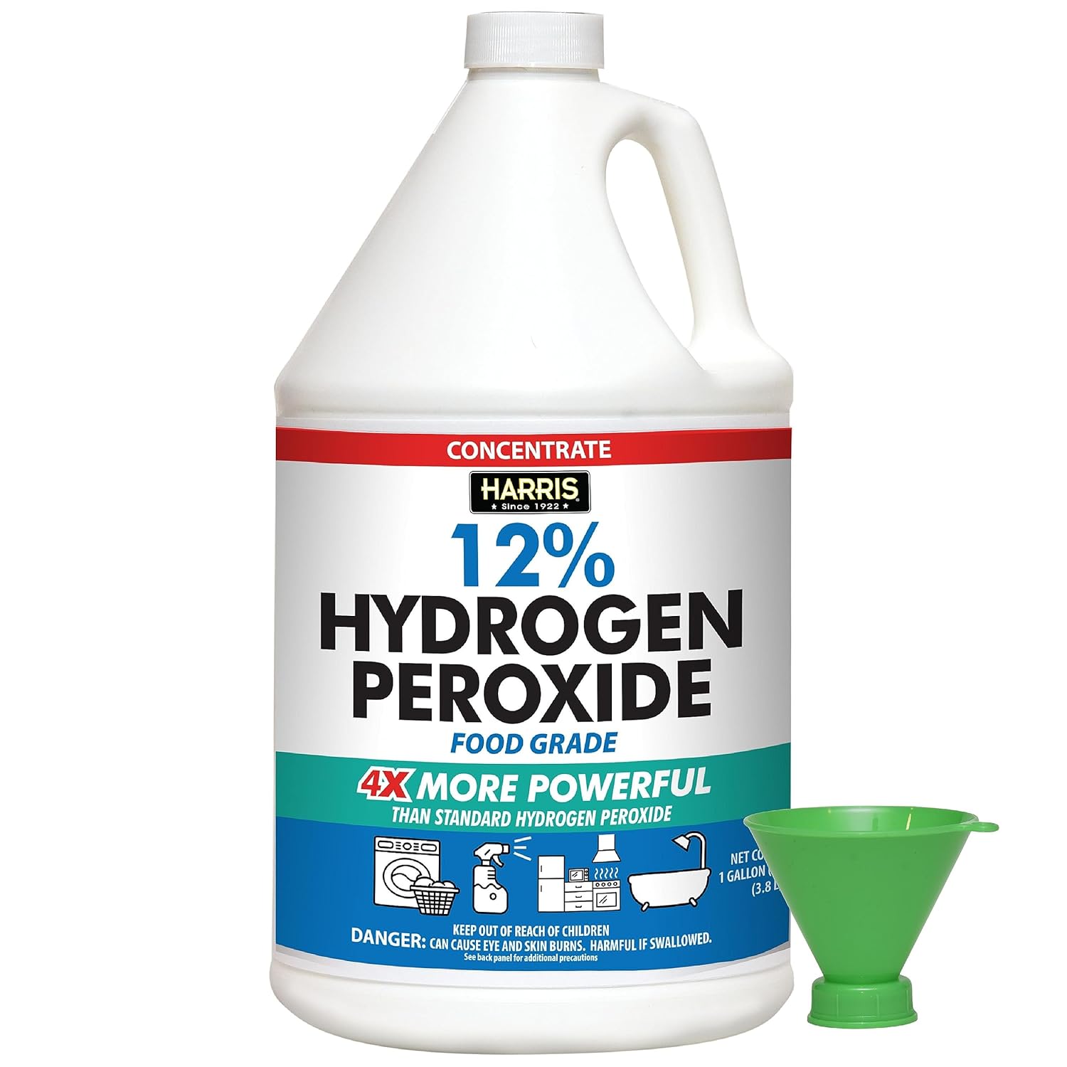 HARRIS 12% Concentrated Food Grade Hydrogen Peroxide, 128oz, for Kitchen, Bath,...