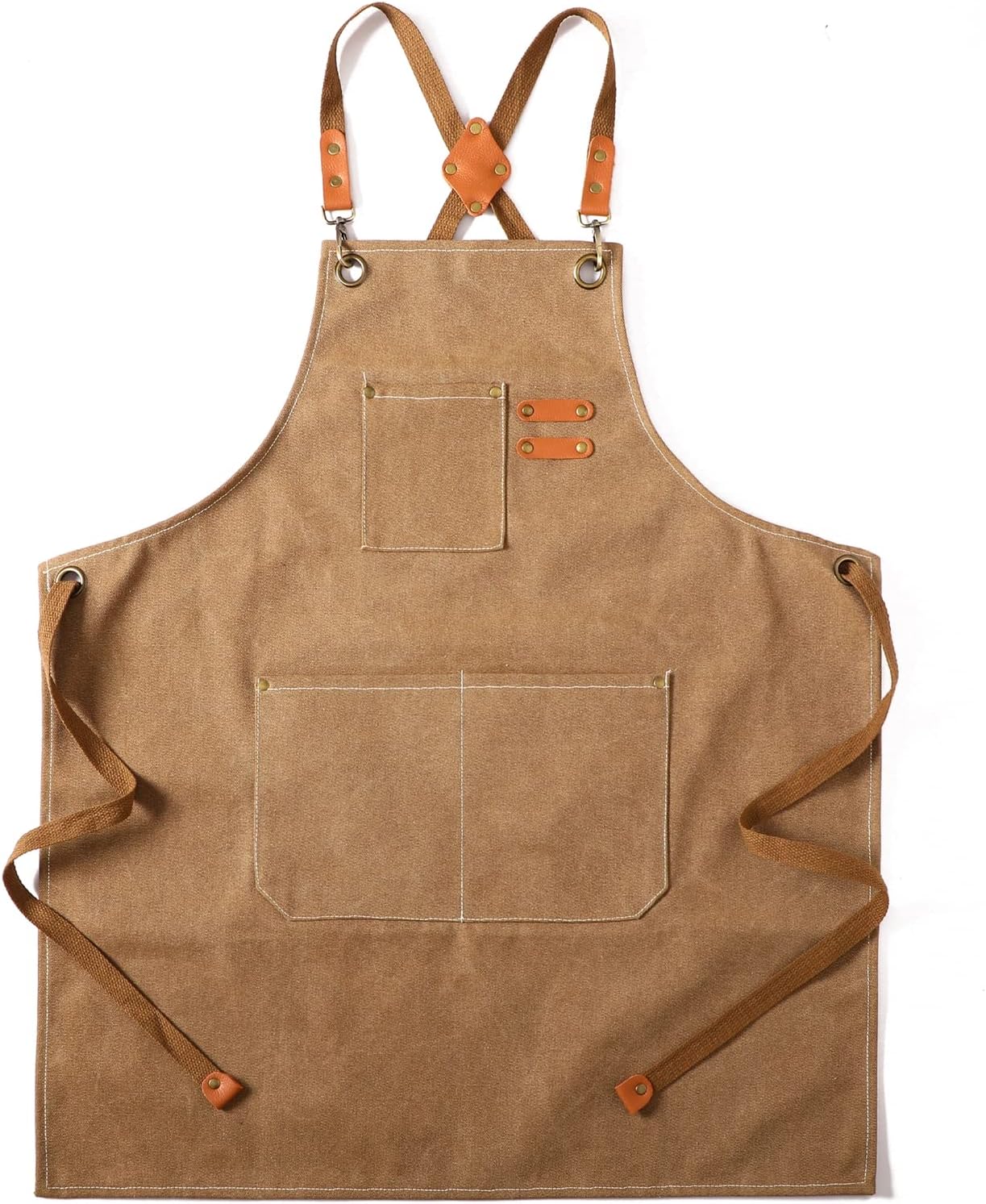 Tosewever Canvas Cross Back Chef Cotton Aprons for Men Women with Large Pockets...
