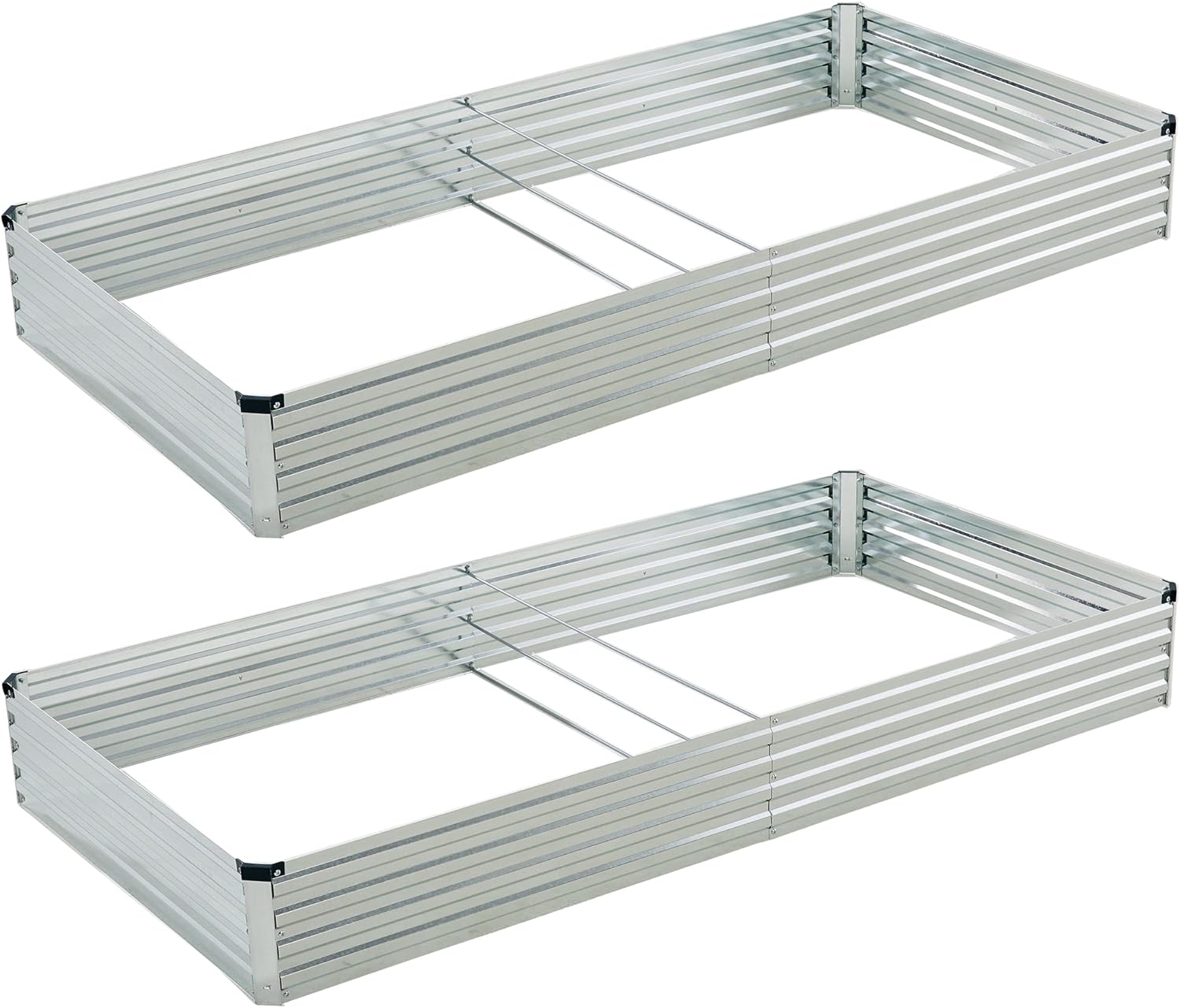 8x4x1ft(2 Pack) Galvanized Raised Garden Bed,Outdoor Planter Box Metal Patio Kit...