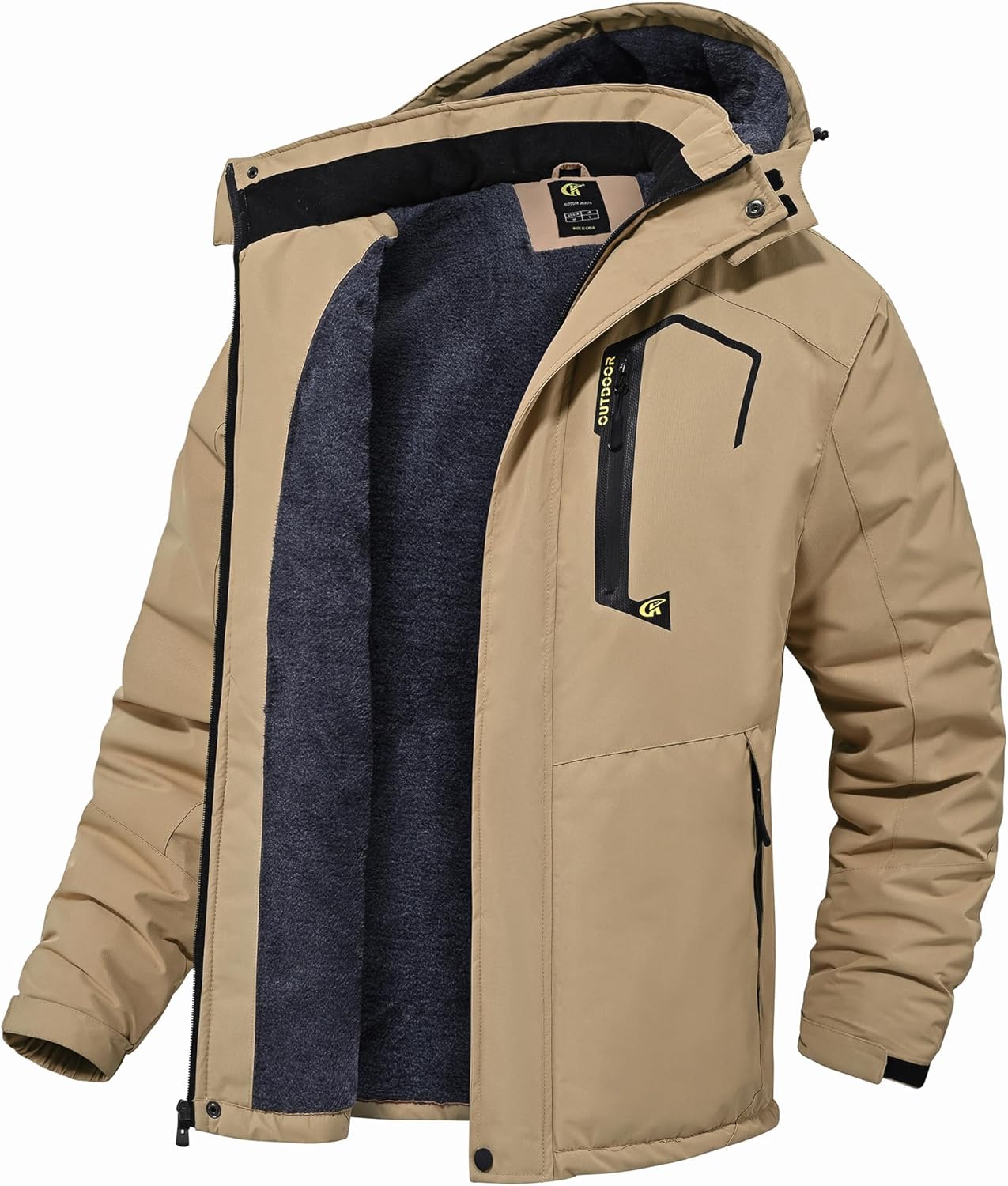 QPNGRP Mens Waterproof Ski Snowboard Jacket Winter Windproof Snow Coat Small Kha...