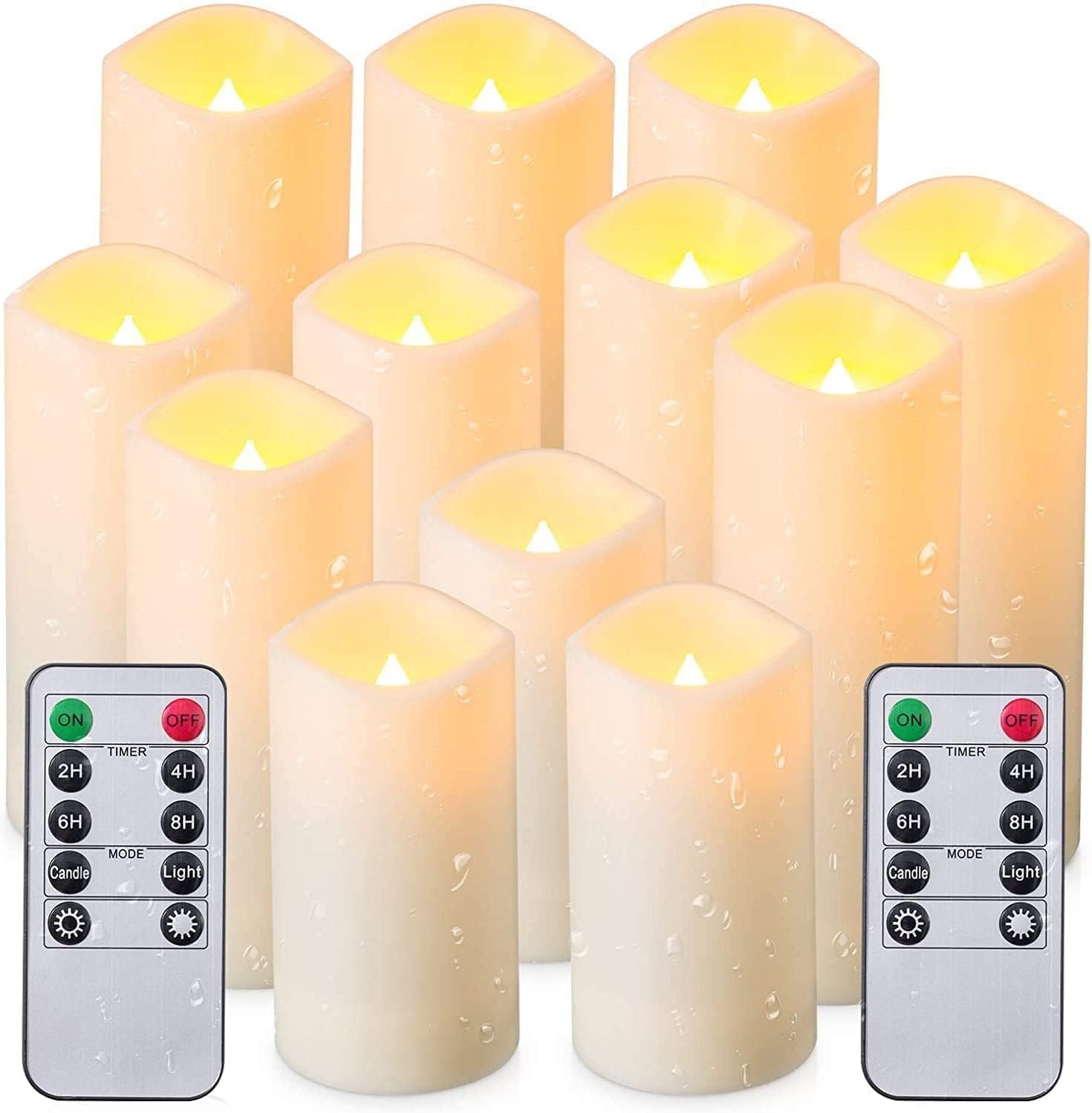 Flameless Candles with Remote & 2/4/6/8H Timers, Outdoor Indoor Waterproof Remot...