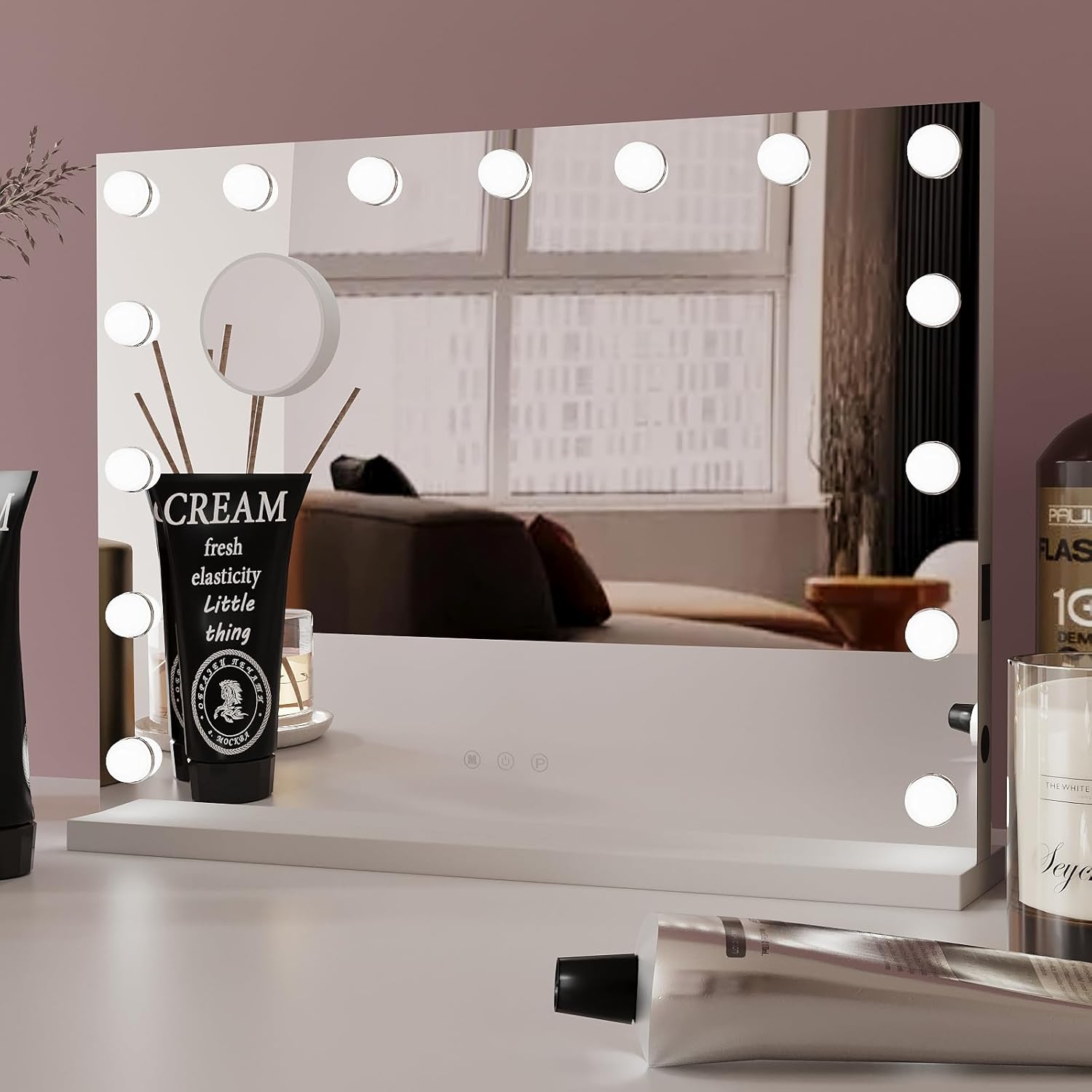 eklipt Hollywood Vanity Mirror with Lights, 58×45m Large Lighted Makeup Mirror w...