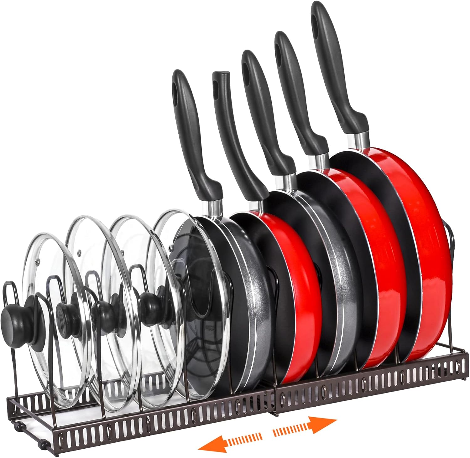 ROOHUA Pot Rack -Expandable Pan Organizer for Cabinet,Pot Lid Holder with 10 Adj...
