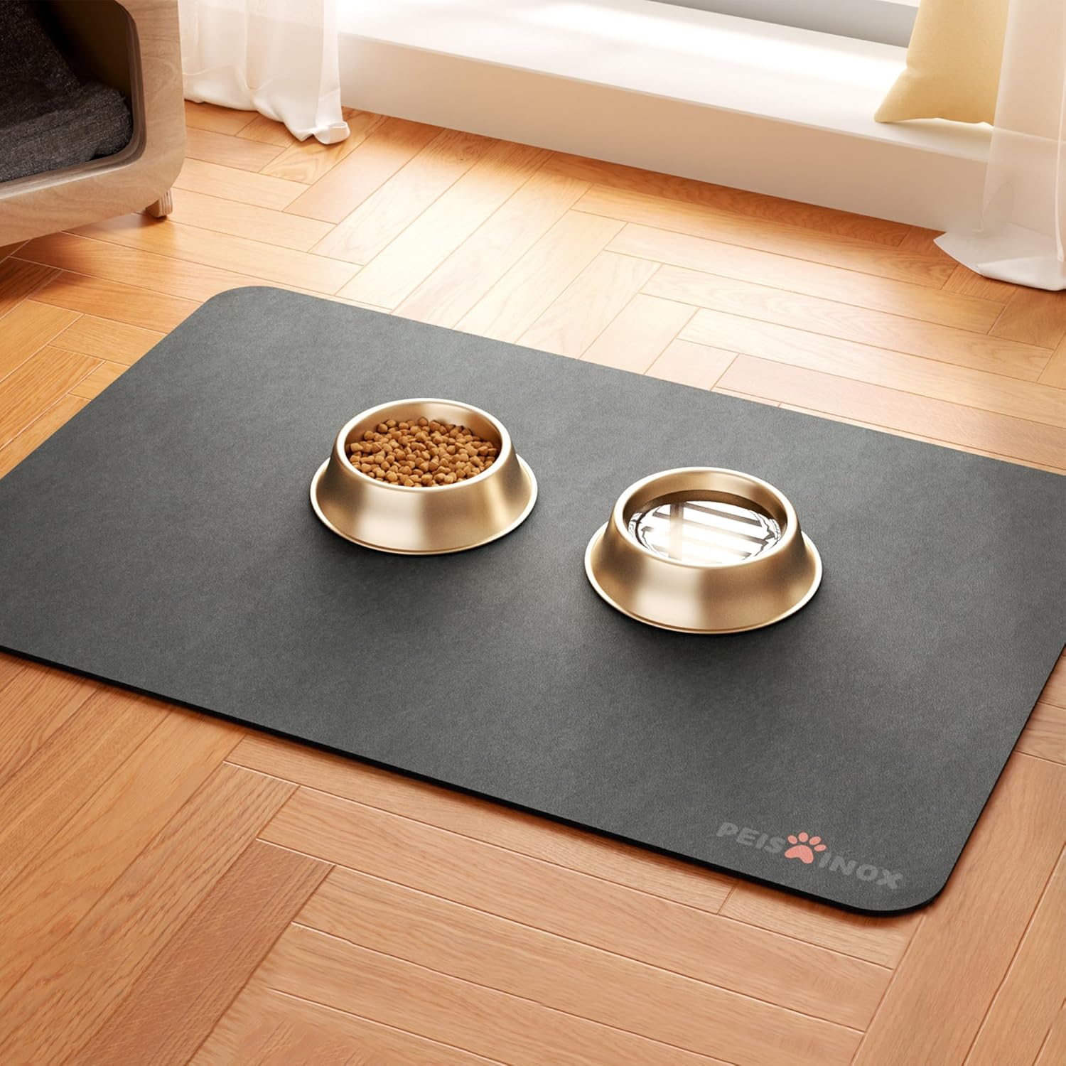 Cat Dog Food Mat, Rapid Water Absorption Dog Mat for Food and Water,100% Waterpr...