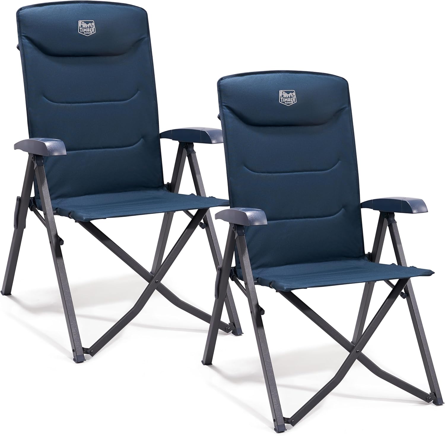 TIMBER RIDGE Folding Camping Chairs 2 Set for Adults Heavy Duty Adjustable Outdo...