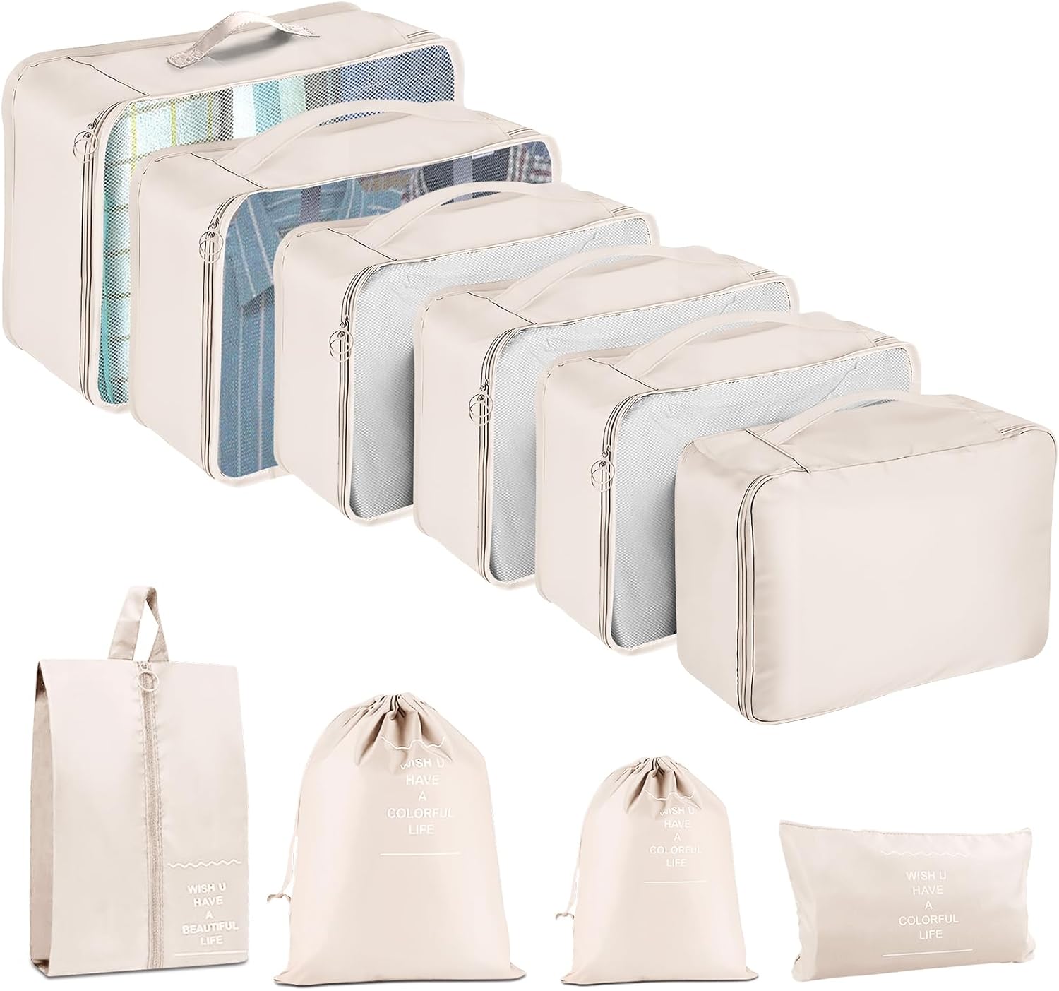10 pcs Packing Cubes for Suitcases, Travel Organiser Packing Bags for Clothes Sh...