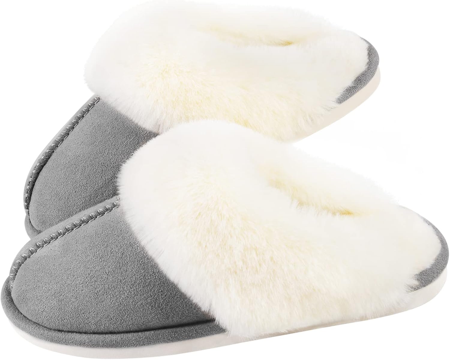 Parlovable Women's Slippers Fuzzy Warm Comfy Faux Fur Slip-on Fluffy Bedroom Hou...