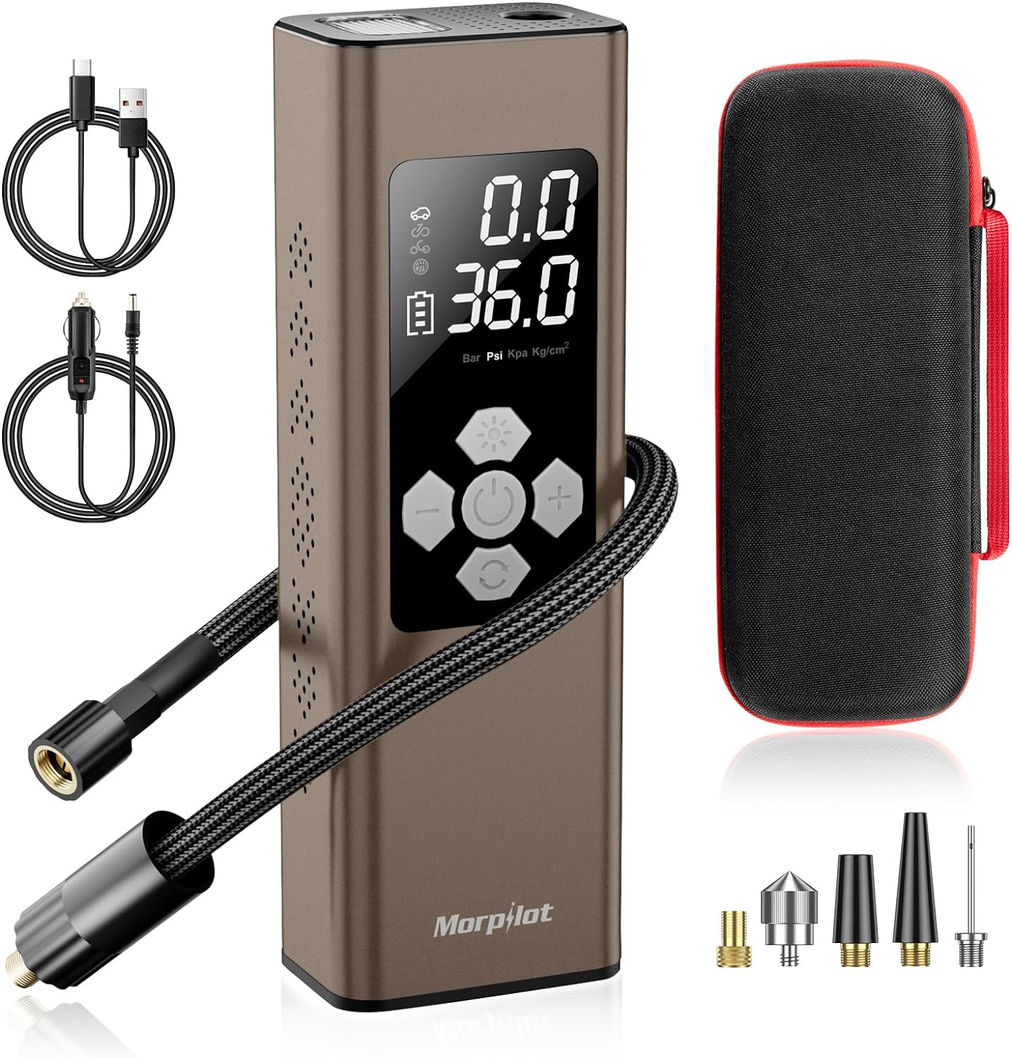 Morpilot Tire Inflator Portable Air Compressor, 2X Faster Inflation(9000mAh Batt...