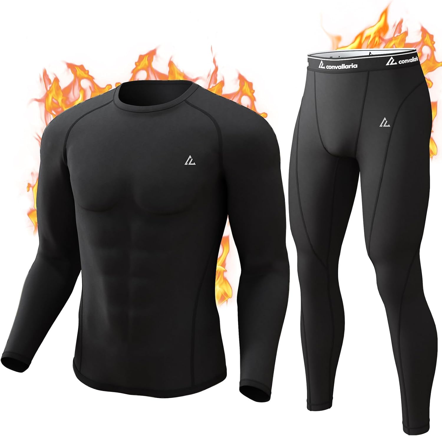 CL convallaria Men's Thermal Underwear Set Ultra Soft Fleece Lined Long Johns Wi...
