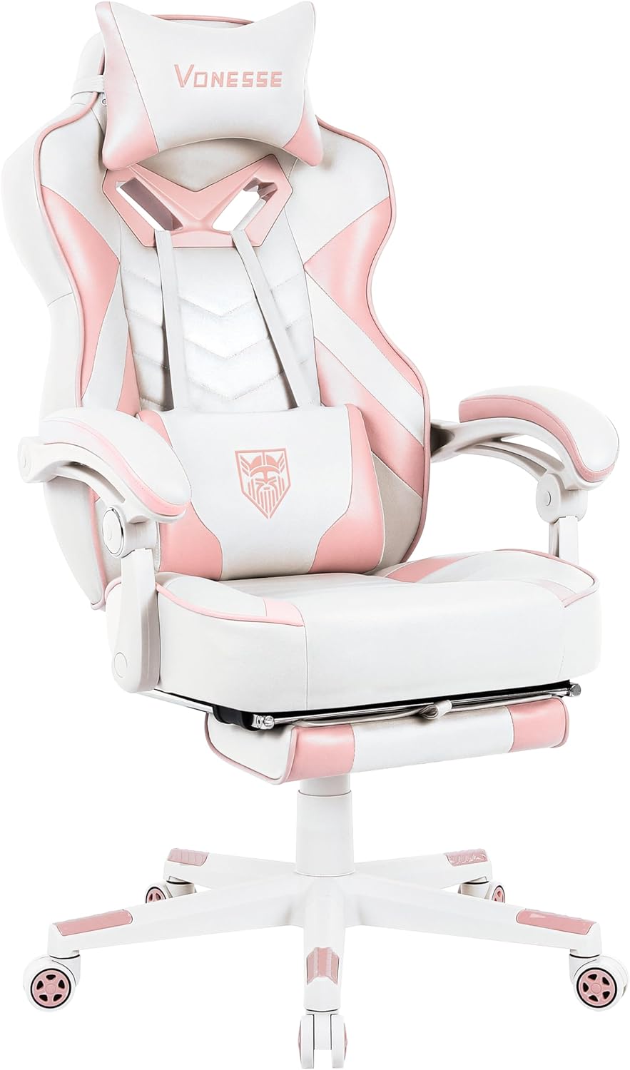 Vonesse Pink Gaming Chair for Adults,Girls Computer Chair with High Back,Big and...