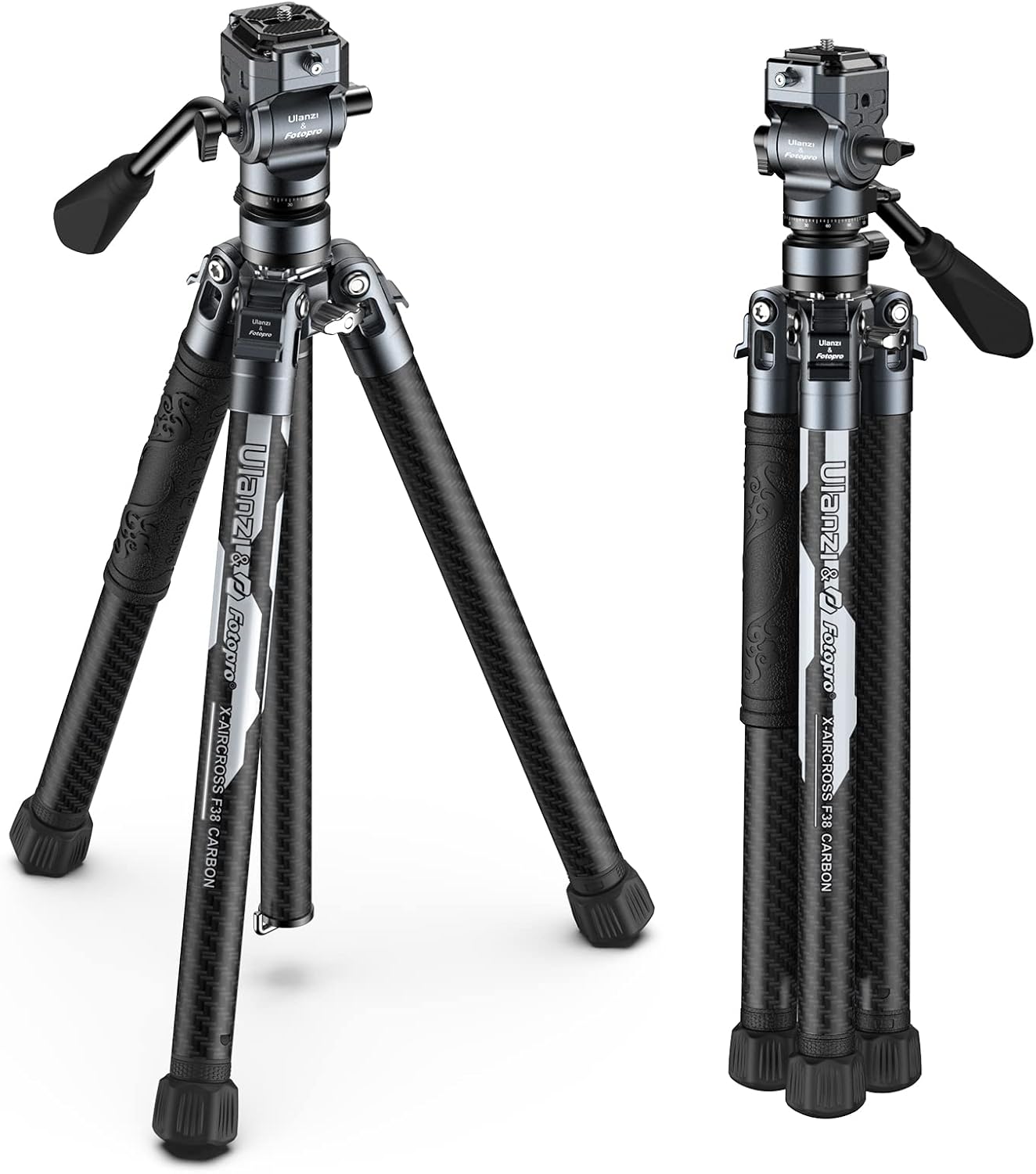 ULANZI F38 Video Travel Tripod, 61.4" Lightweight Carbon Fiber Camera Tripod wit...