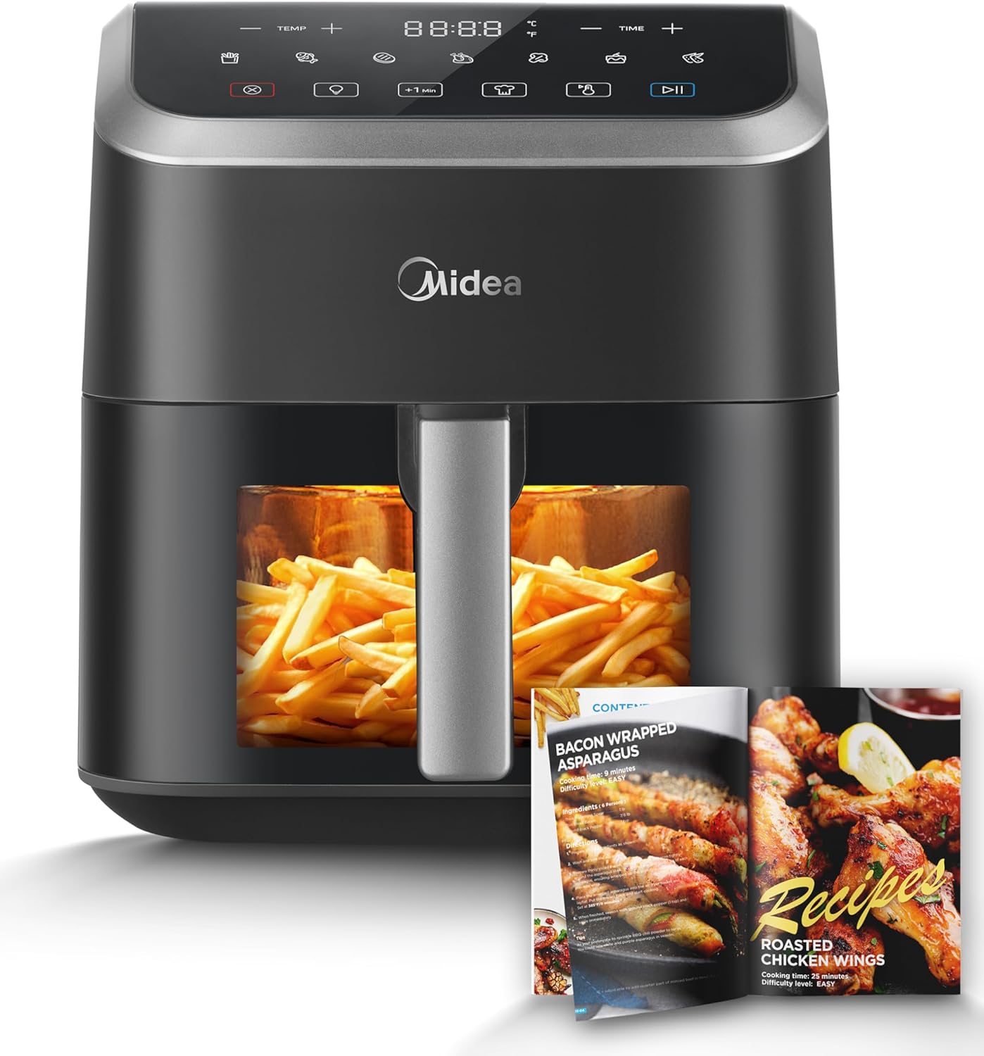 Midea Air Fryer with Visible Window 5L, HeatXpress Rapid Air Technology, 90% Les...