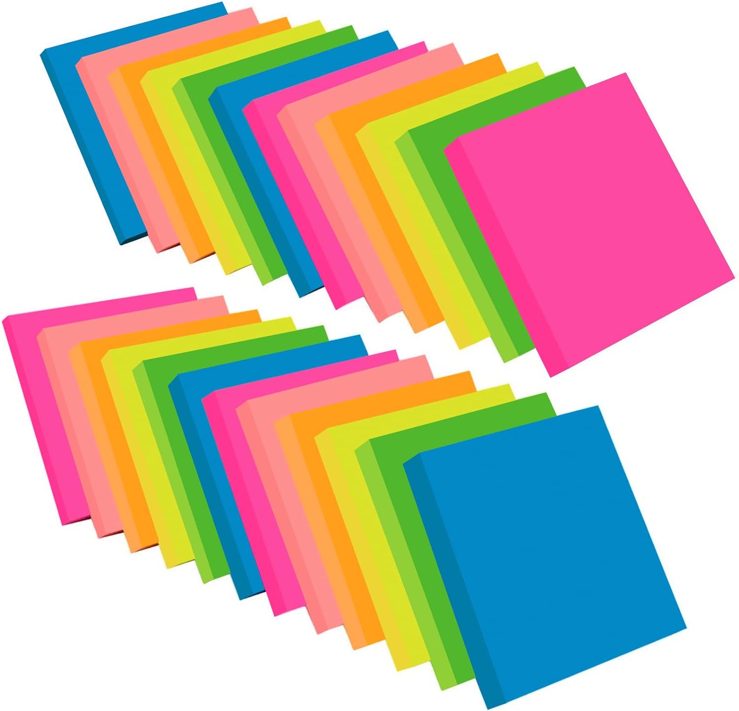 ZCZN 6 Bright Assorted Colours Sticky Notes, 76 x 76 mm, 100 Sheets/Pad, Sticky...